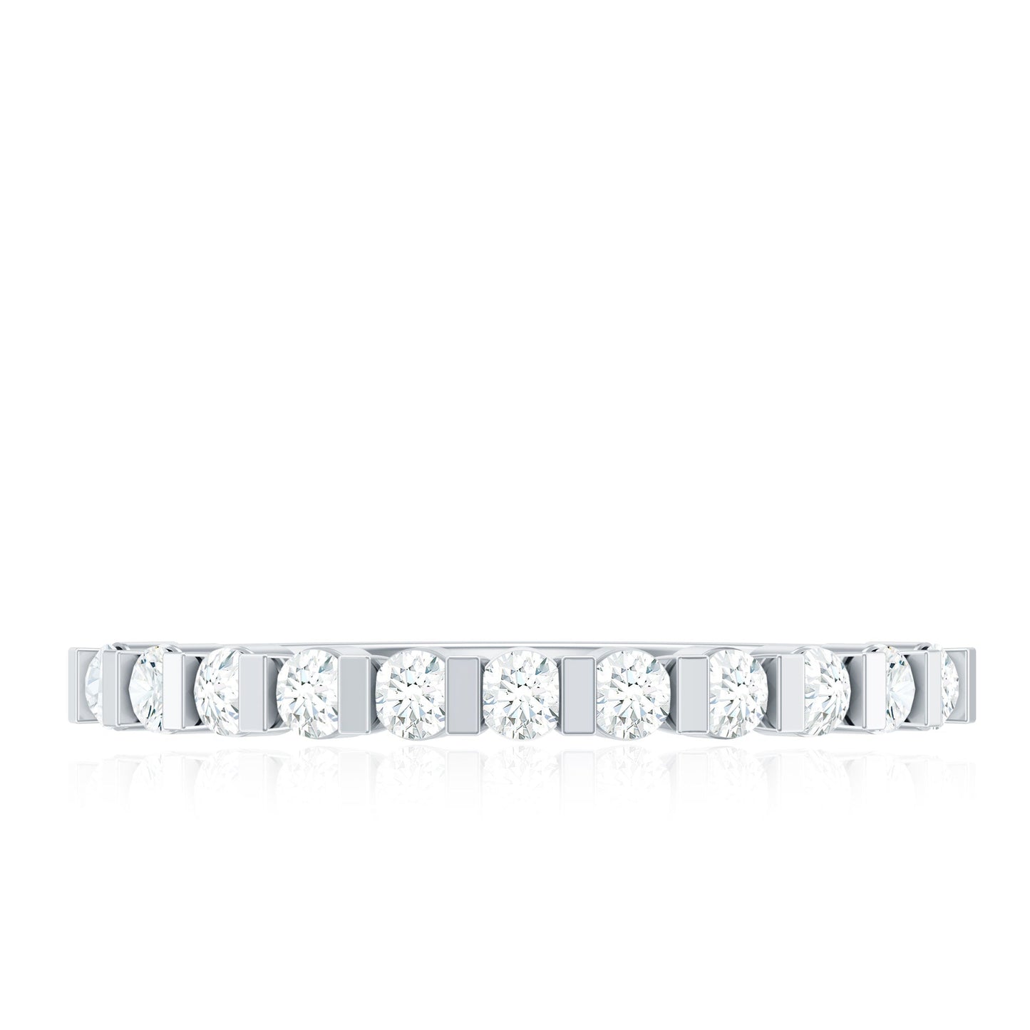 Minimalist Moissanite Half Eternity Stackable Ring