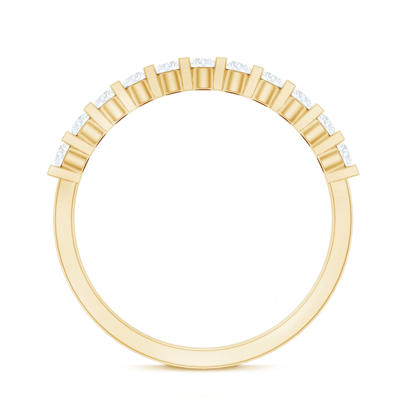 Minimalist Moissanite Half Eternity Stackable Ring