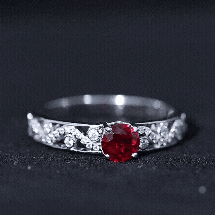 Designer Solitaire Engagement Ring with Lab Grown Ruby and Diamond