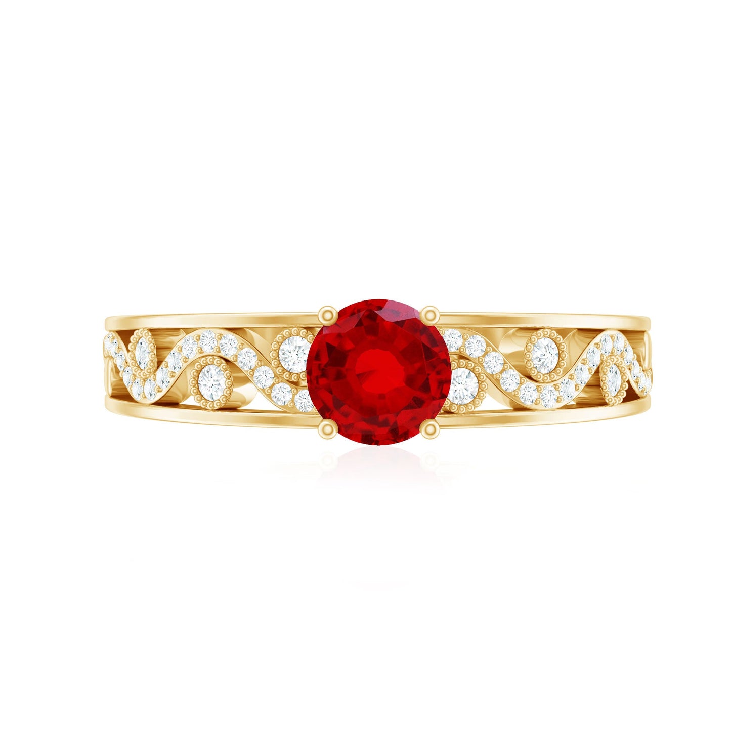 Designer Solitaire Engagement Ring with Lab Grown Ruby and Diamond