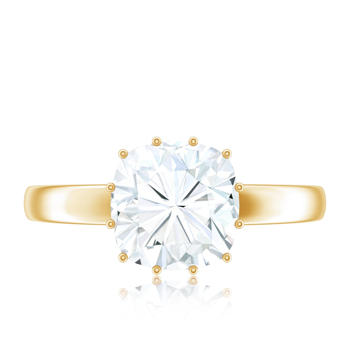 Certified 3 Carat Cushion Cut Moissanite Solitaire Engagement Ring