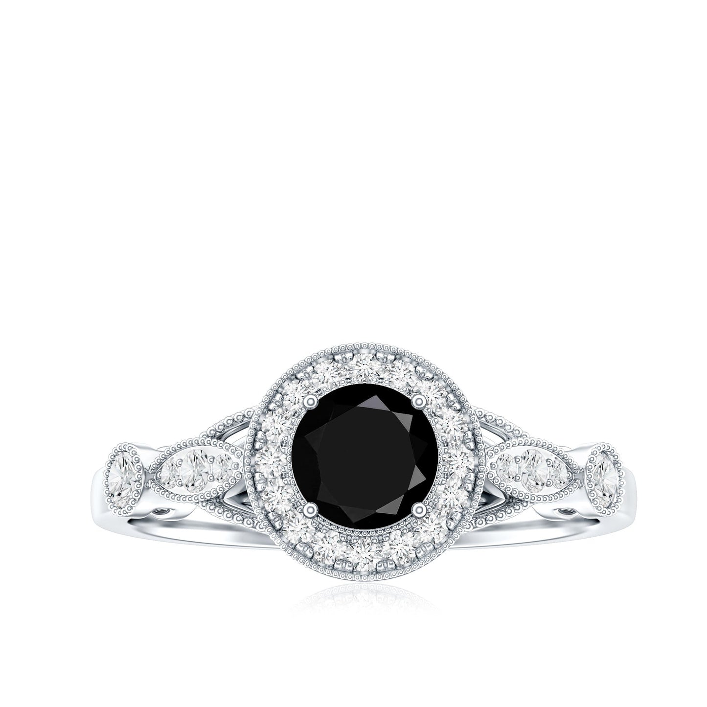 Vintage Inspired Black Onyx and Diamond Engagement Ring