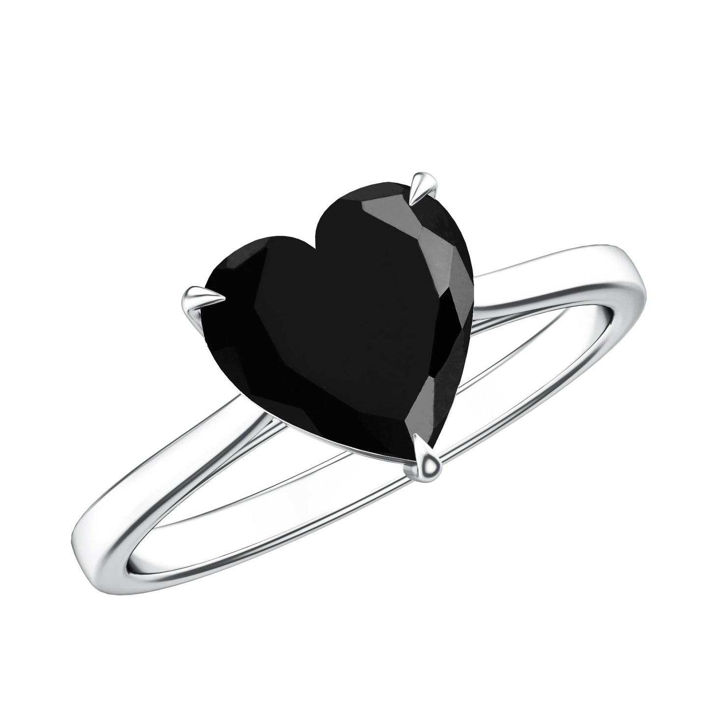 Heart Shaped Created Black Diamond Solitaire Promise Ring