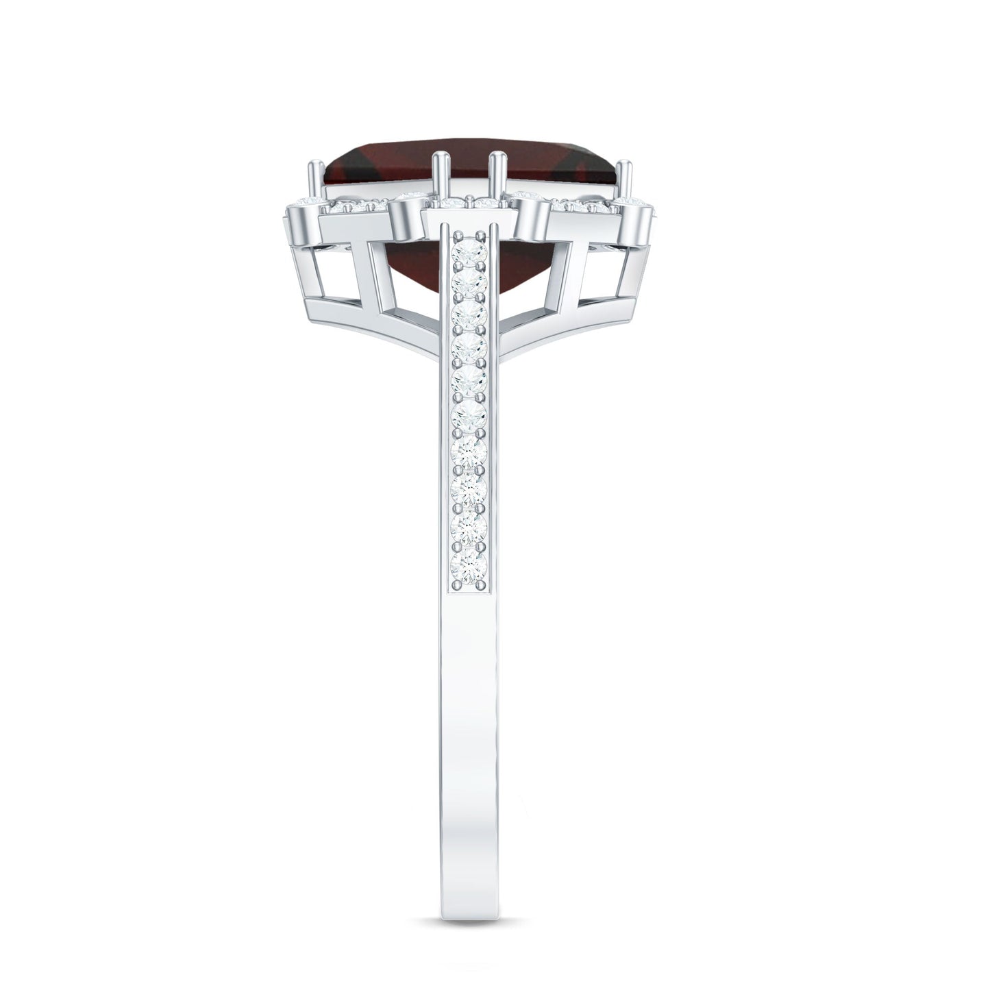 Natural 3.3 Carat Asscher Cut Garnet Engagement Ring with Diamond Halo
