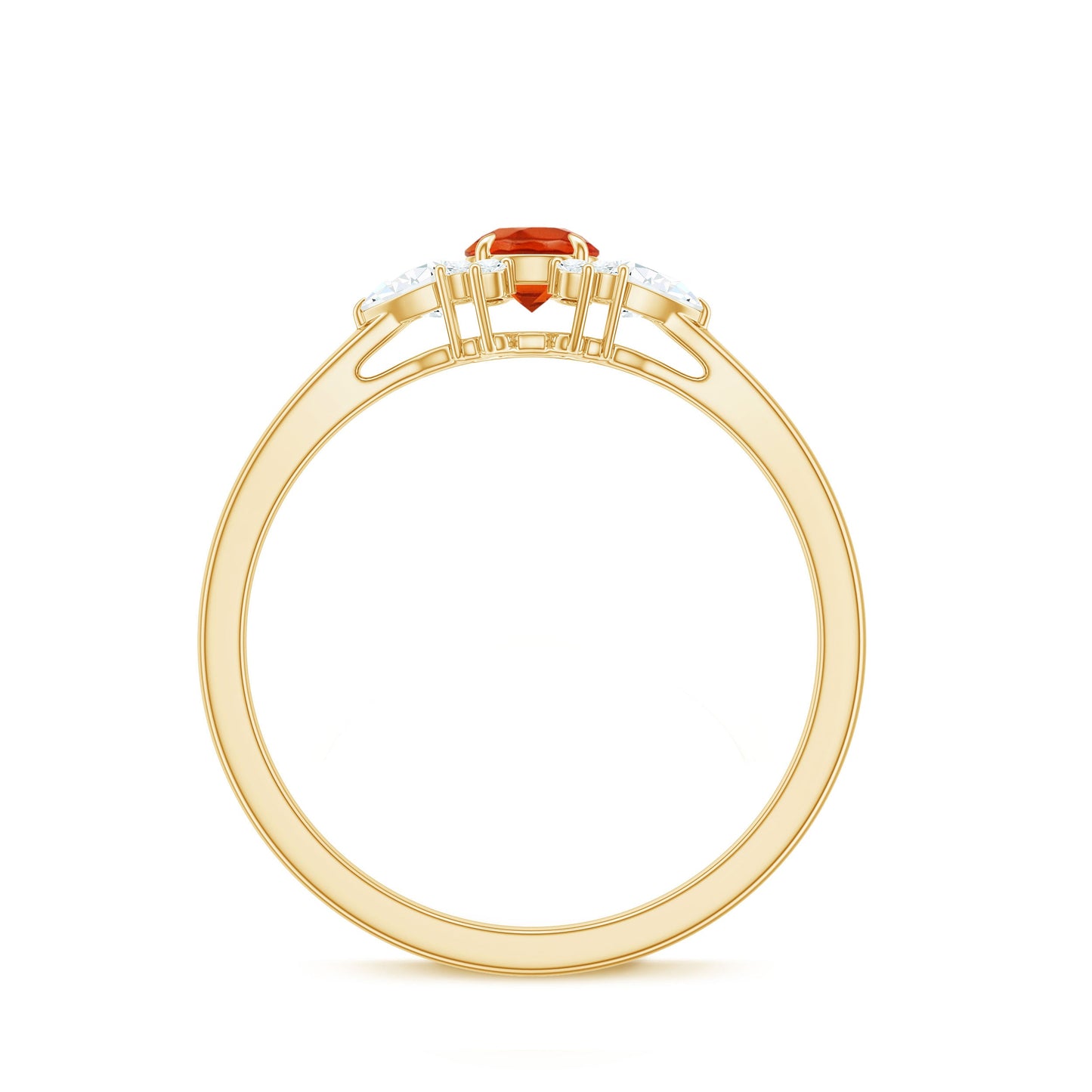 Claw Set Round Fire Opal and Diamond Promise Ring
