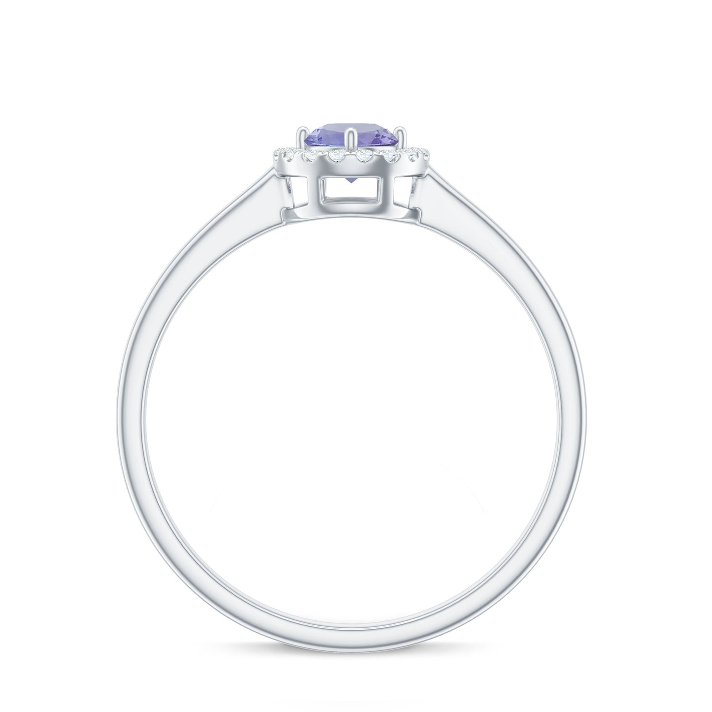 Genuine Tanzanite Promise Ring with Diamond Halo