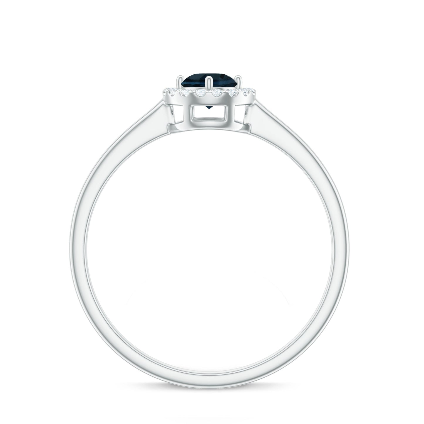0.6 Carat London Blue Topaz Promise Ring with Diamond Halo