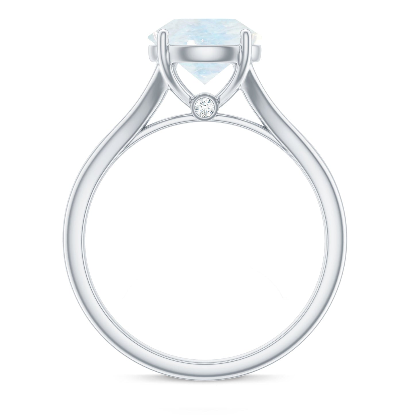 0.8 Carat Natural Moonstone Solitaire Ring with Surprise Diamond