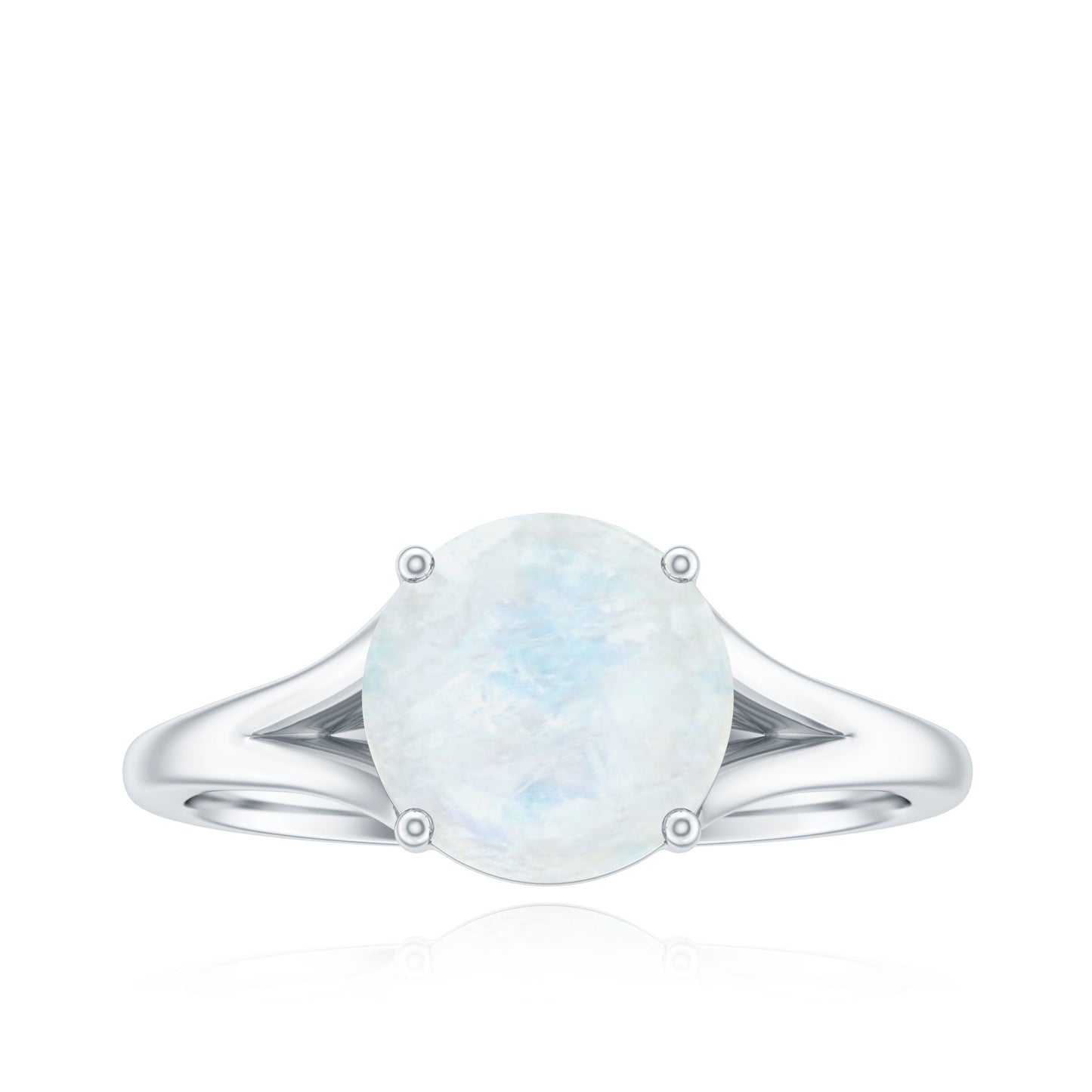 0.8 Carat Natural Moonstone Solitaire Ring with Surprise Diamond