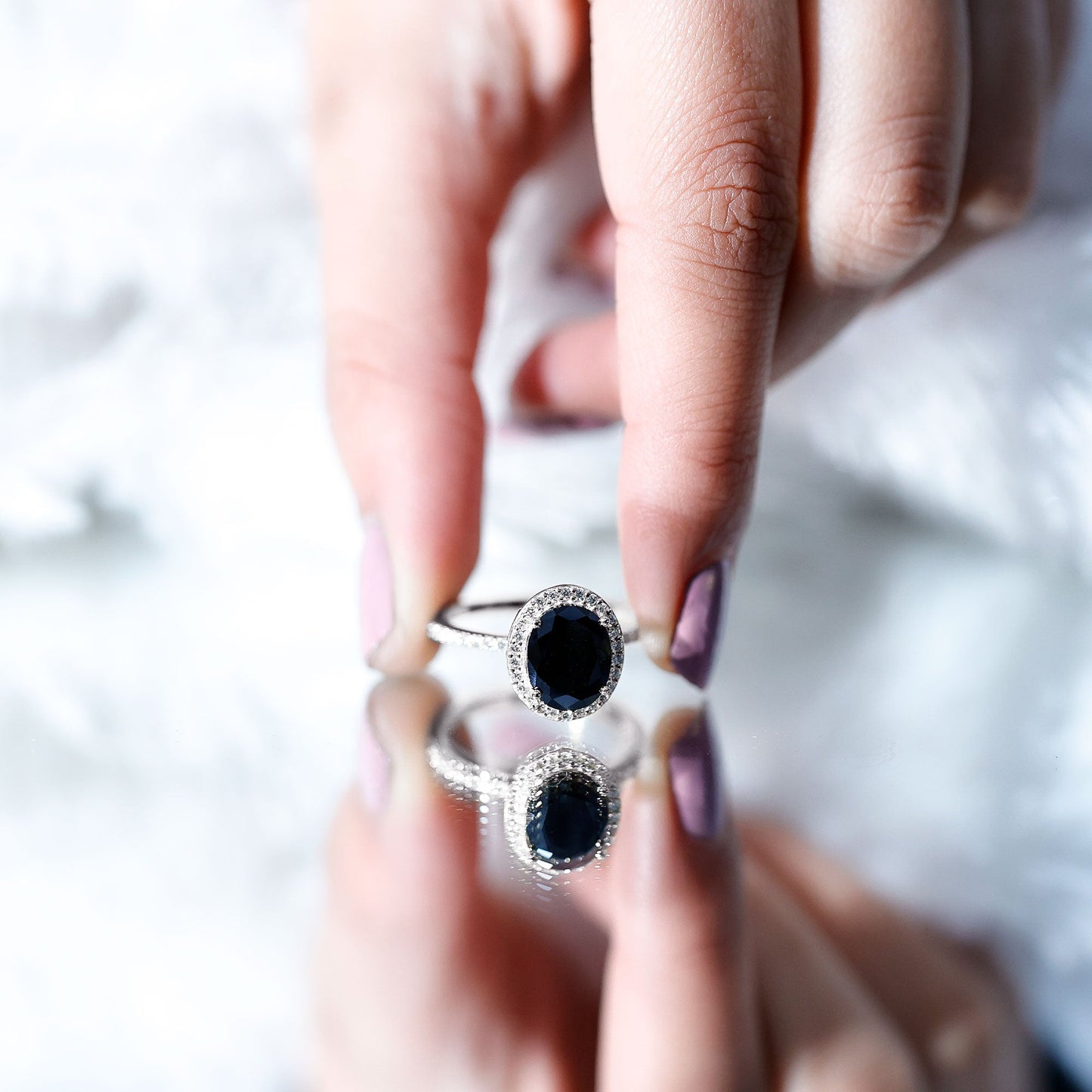Certified 4.2 Carat Lab Grown Black and White Diamond Oval Engagement Ring with Halo