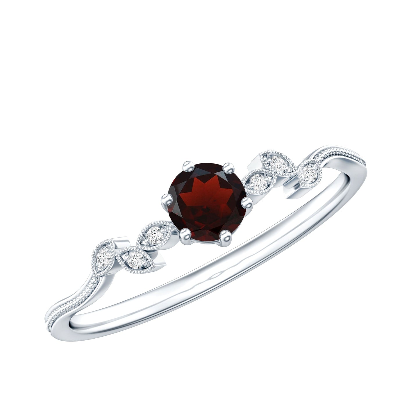 Nature Inspired Garnet Diamond Promise Ring
