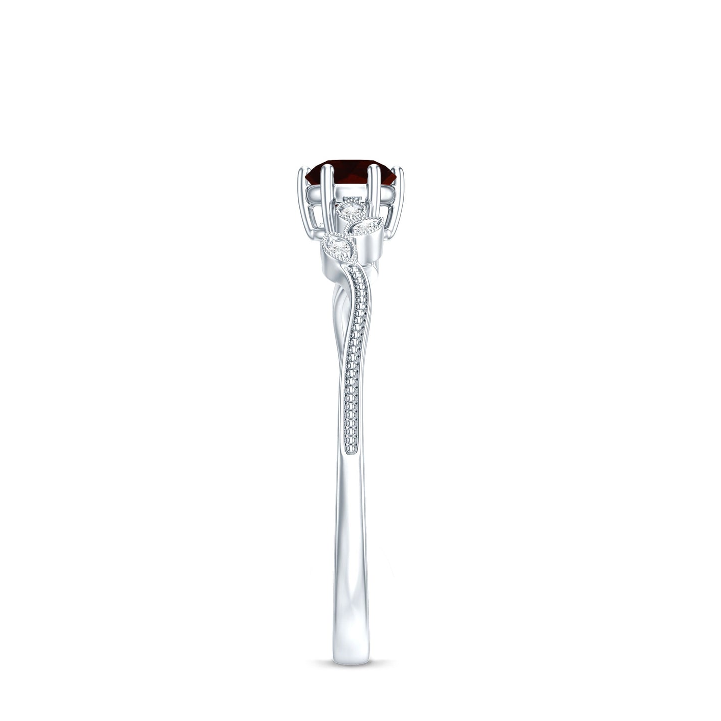 Nature Inspired Garnet Diamond Promise Ring