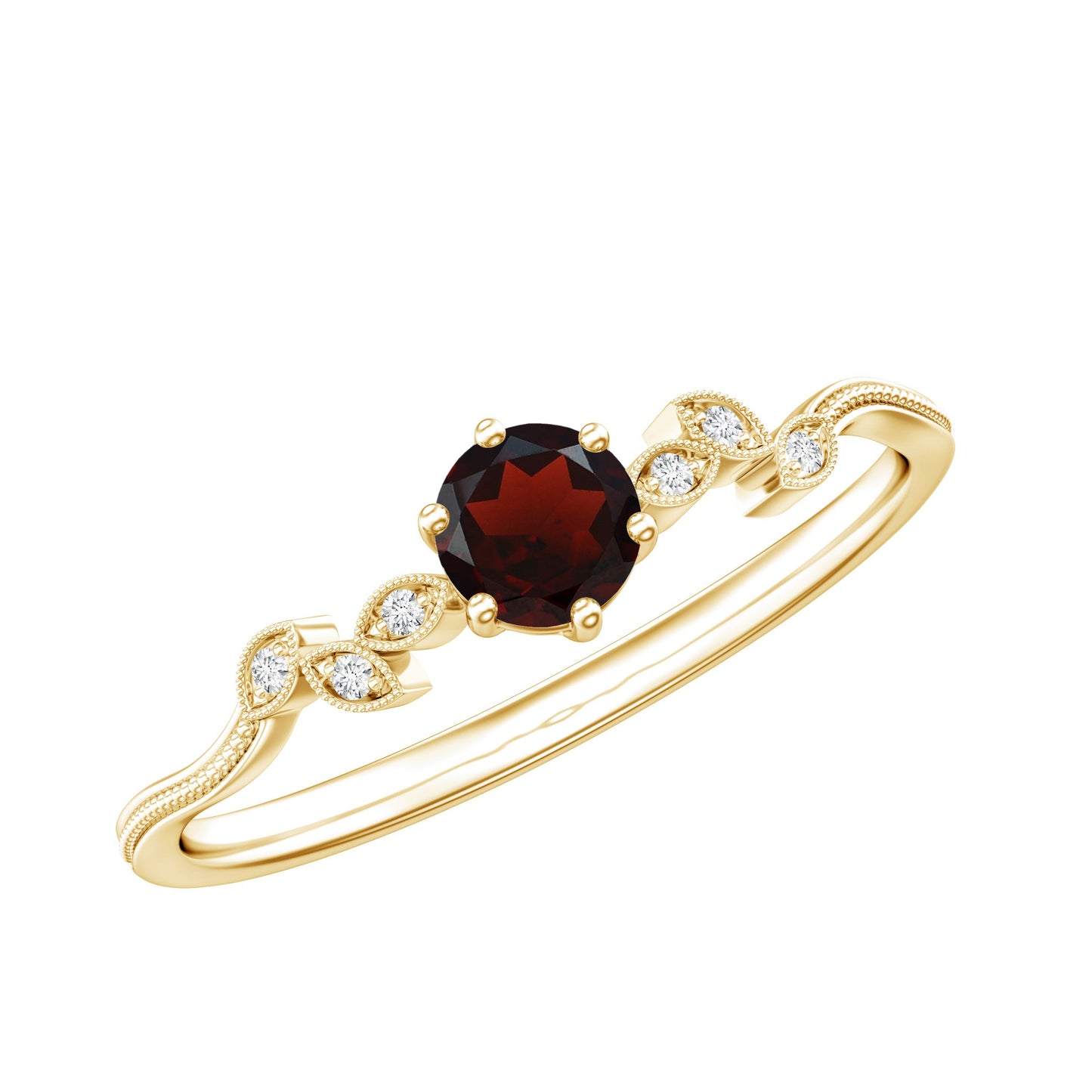 Nature Inspired Garnet Diamond Promise Ring
