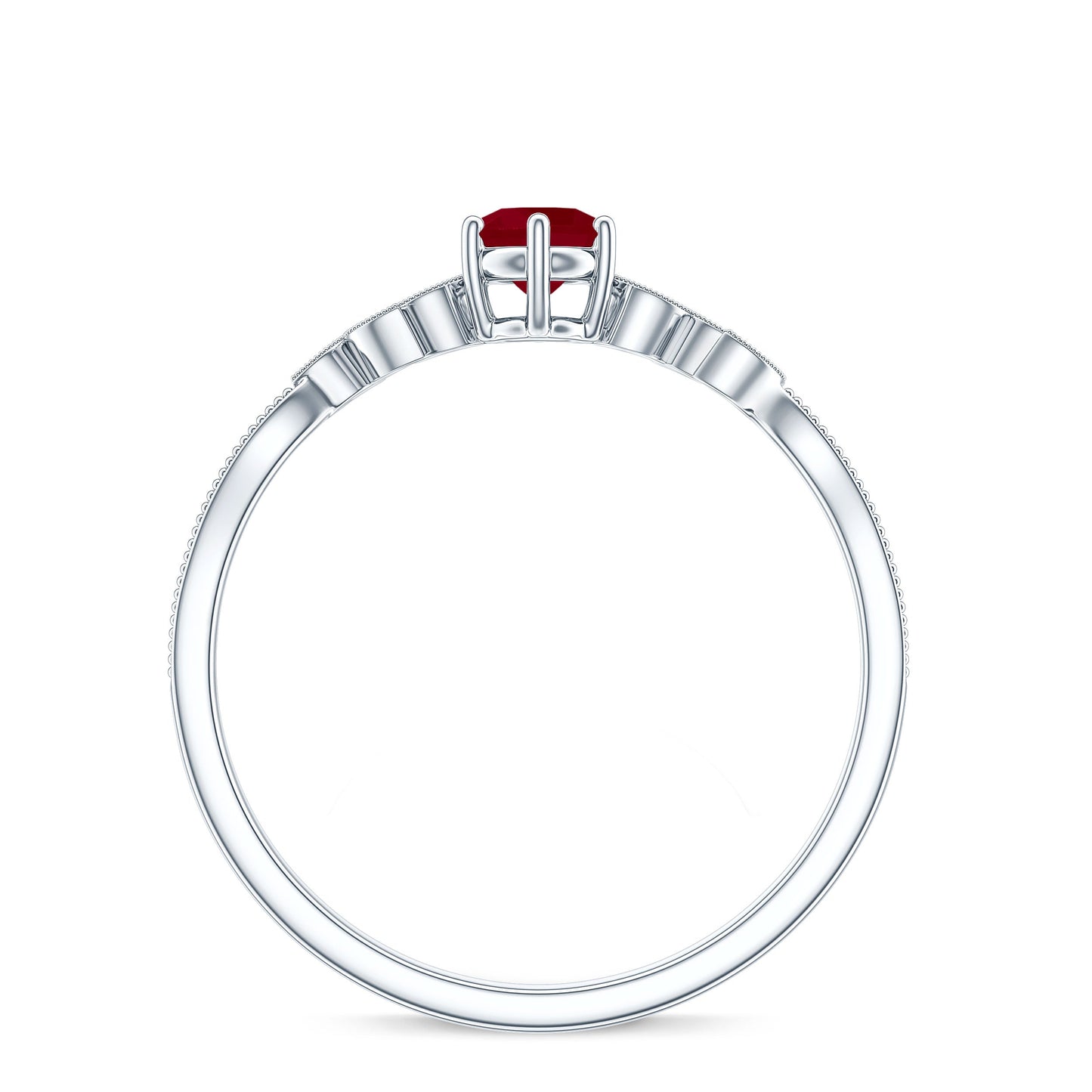 Ruby and Diamond Leaf Branch Promise Ring