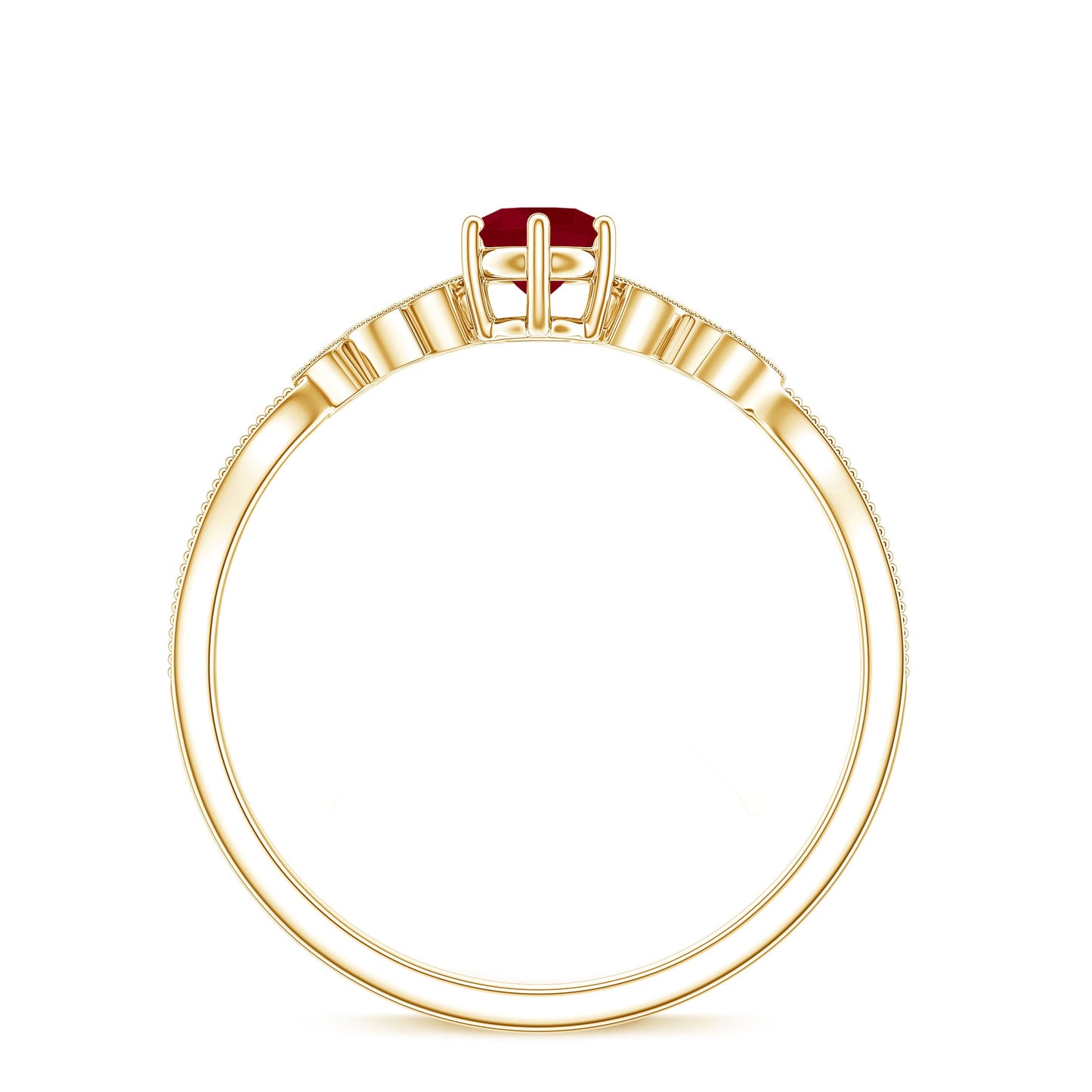 Ruby and Diamond Leaf Branch Promise Ring
