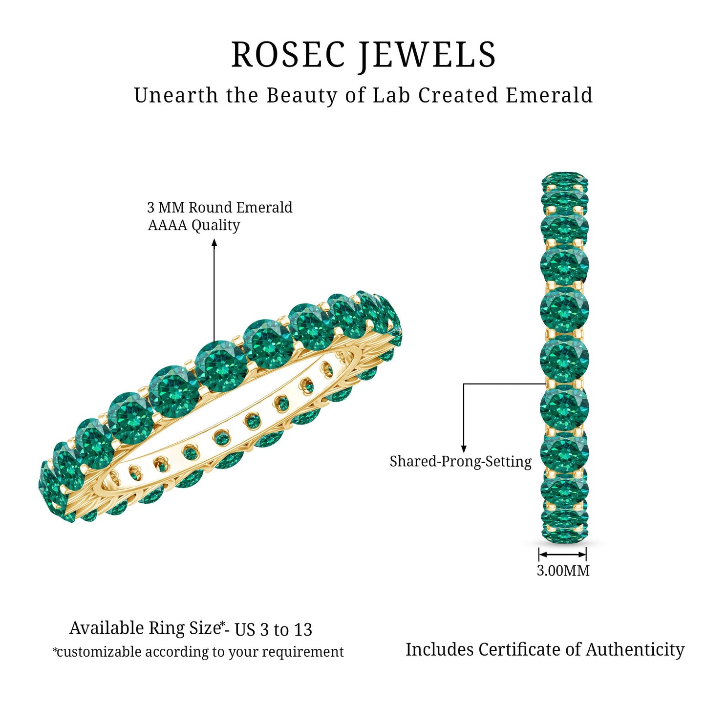 Certified Lab Created Emerald Full Eternity Band Ring