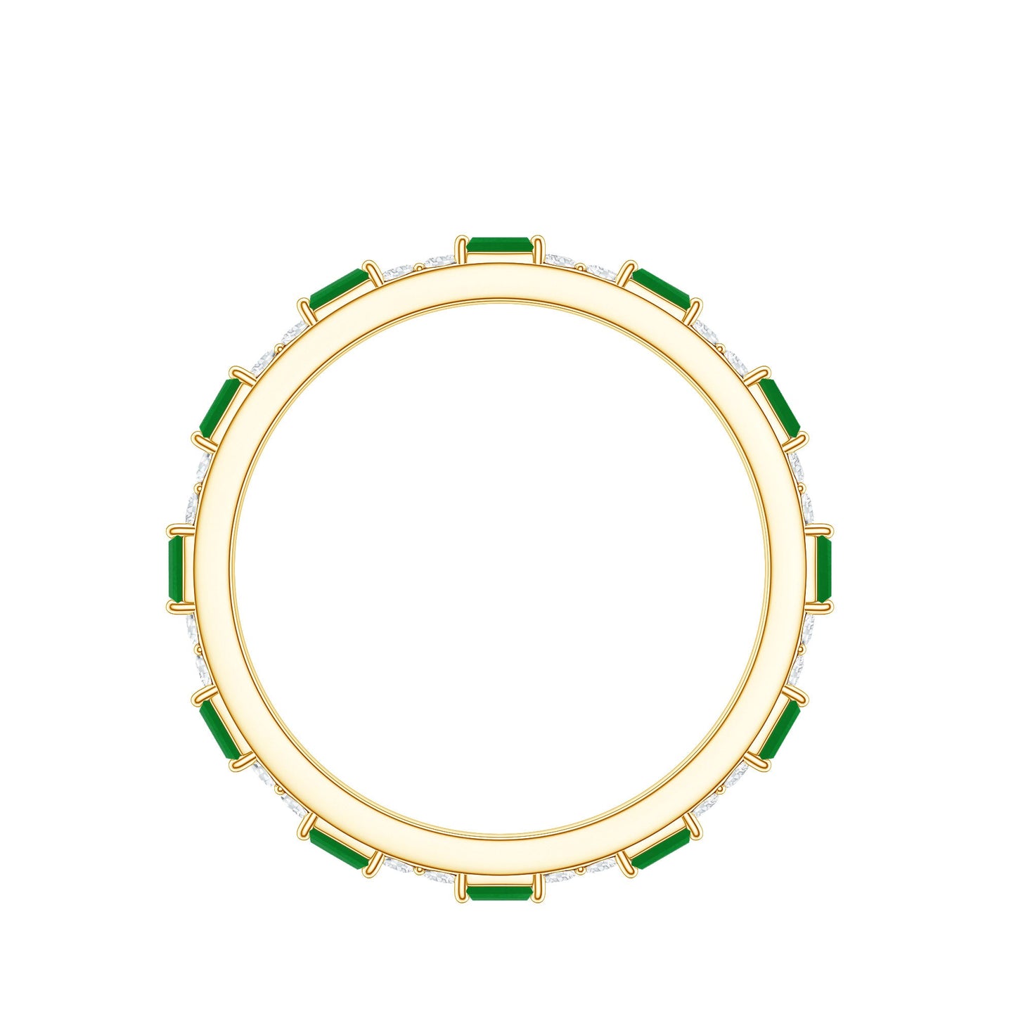 Natural Baguette Emerald Diamond Eternity Ring in East West Style