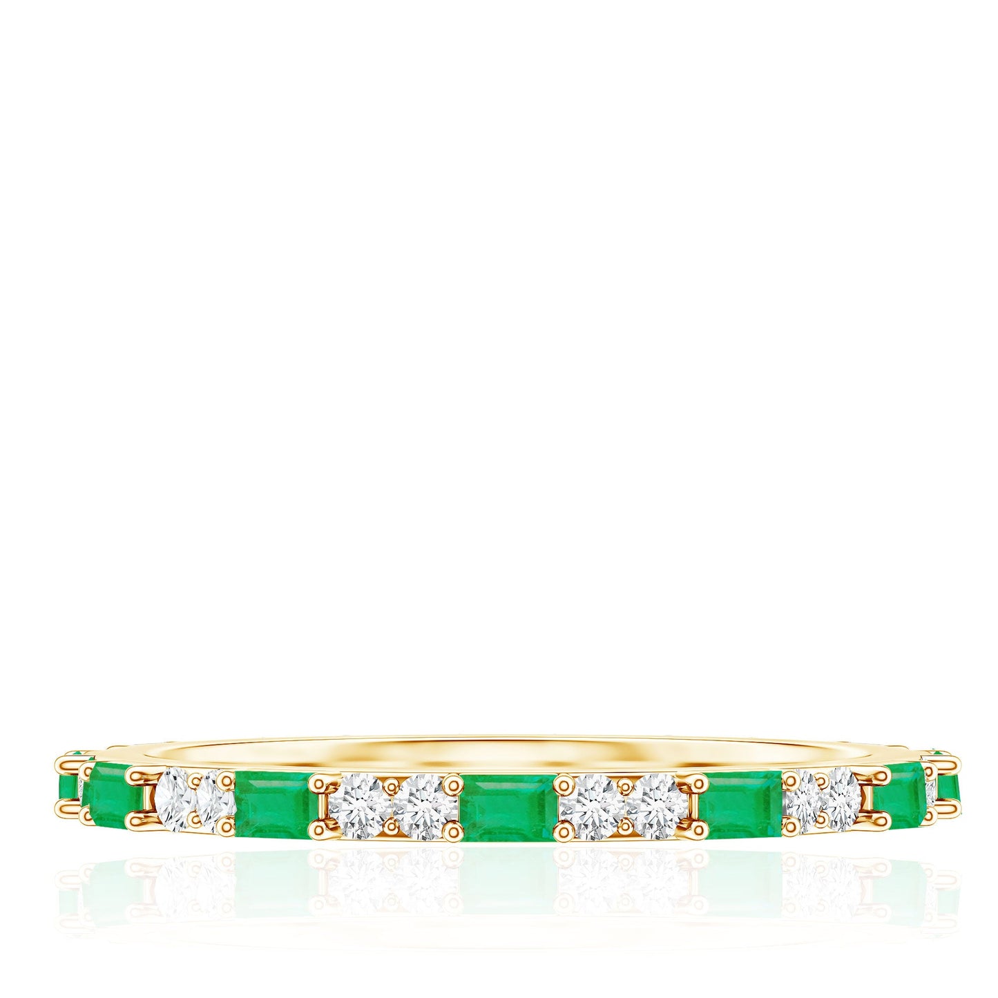 Natural Baguette Emerald Diamond Eternity Ring in East West Style