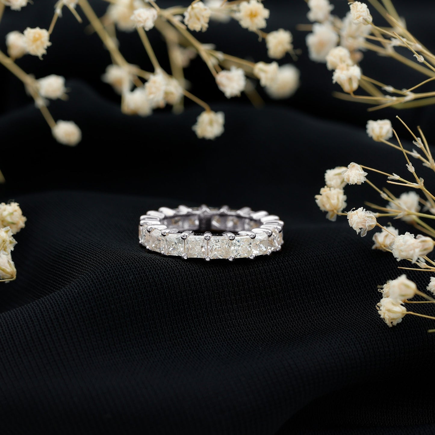 Princess Cut Certified Moissanite Full Eternity Ring