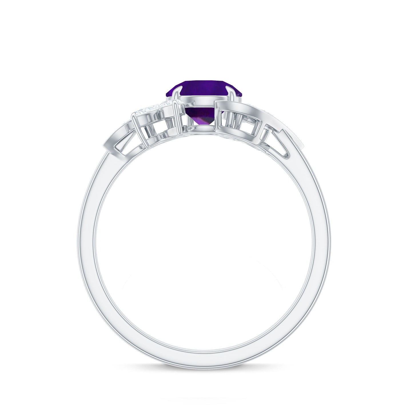 1.2 Carat Nature Inspired Amethyst Engagement Ring with Diamond