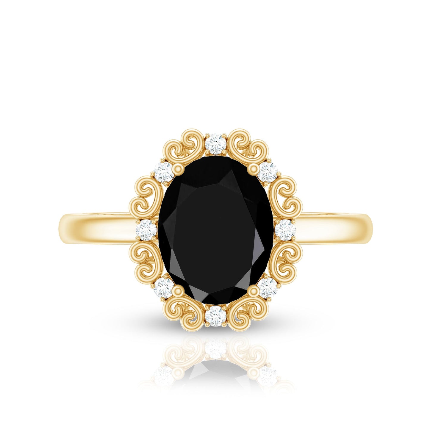 Lab Grown Black Diamond Oval Engagement Ring with Diamond