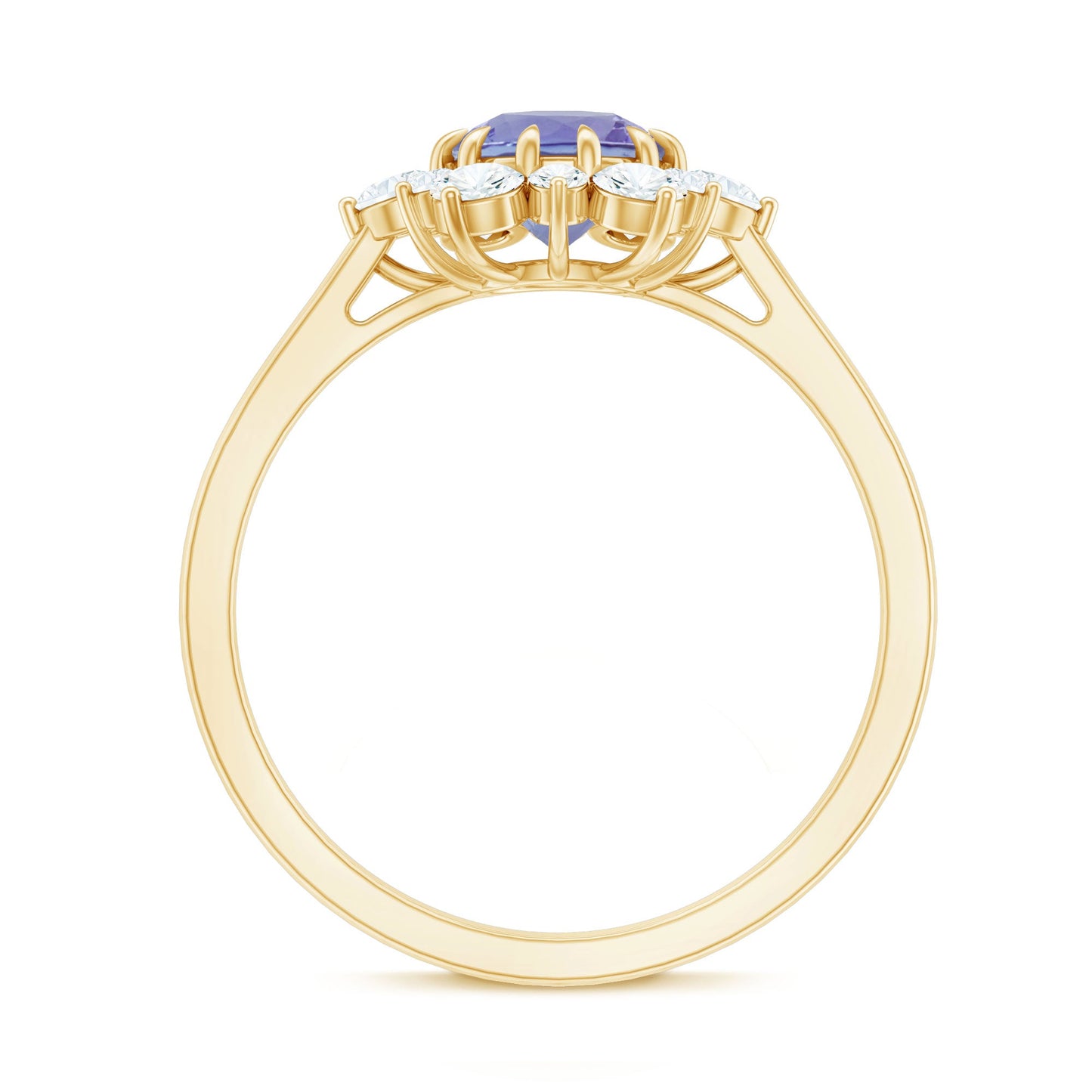 Natural Tanzanite and Diamond Engagement Ring with Claw Setting