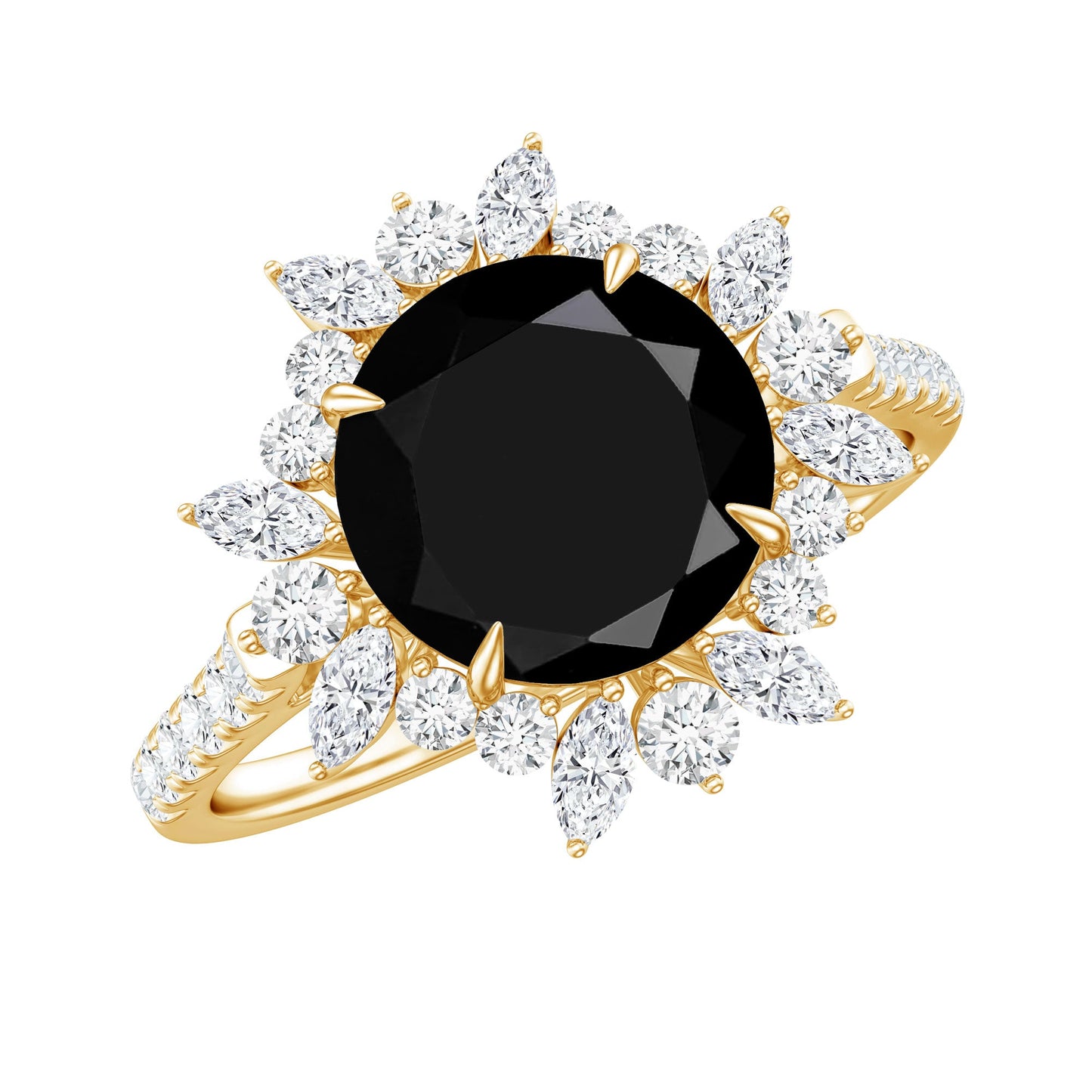Certified Black Onyx and Moissanite Statement Engagement Ring