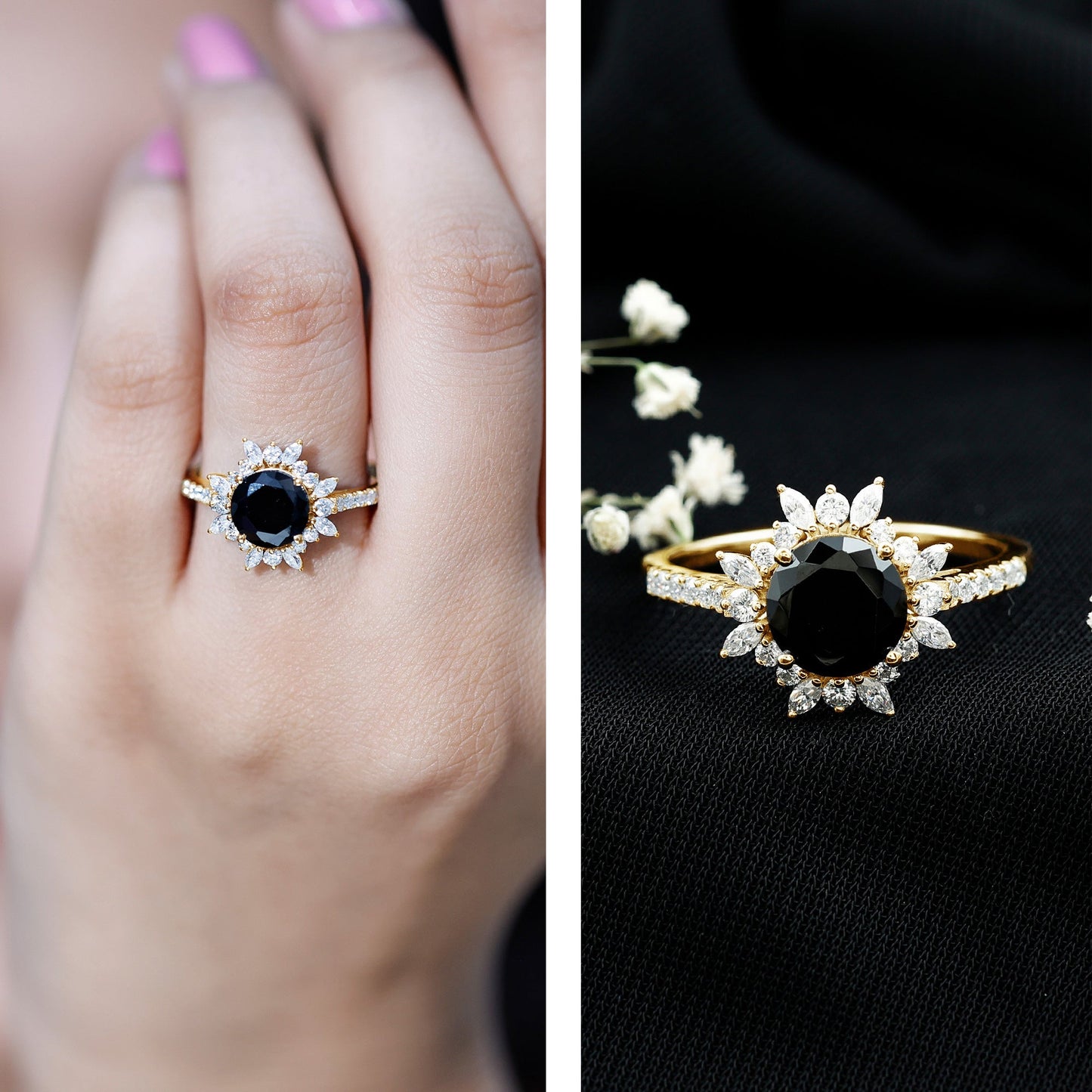 Certified 2 Carat Lab Grown Black Diamond Halo Engagement Ring For Women