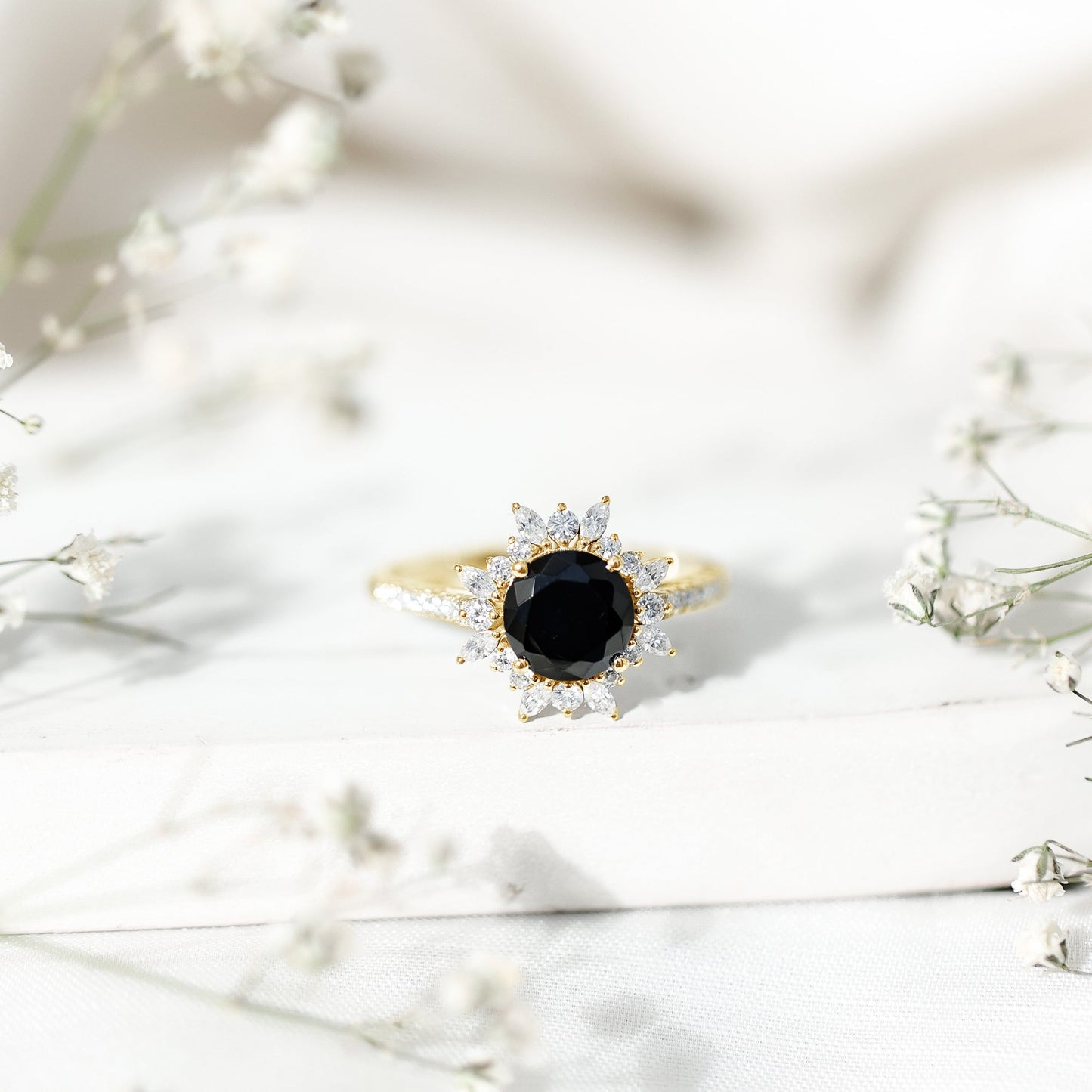 Certified 2 Carat Lab Grown Black Diamond Halo Engagement Ring For Women