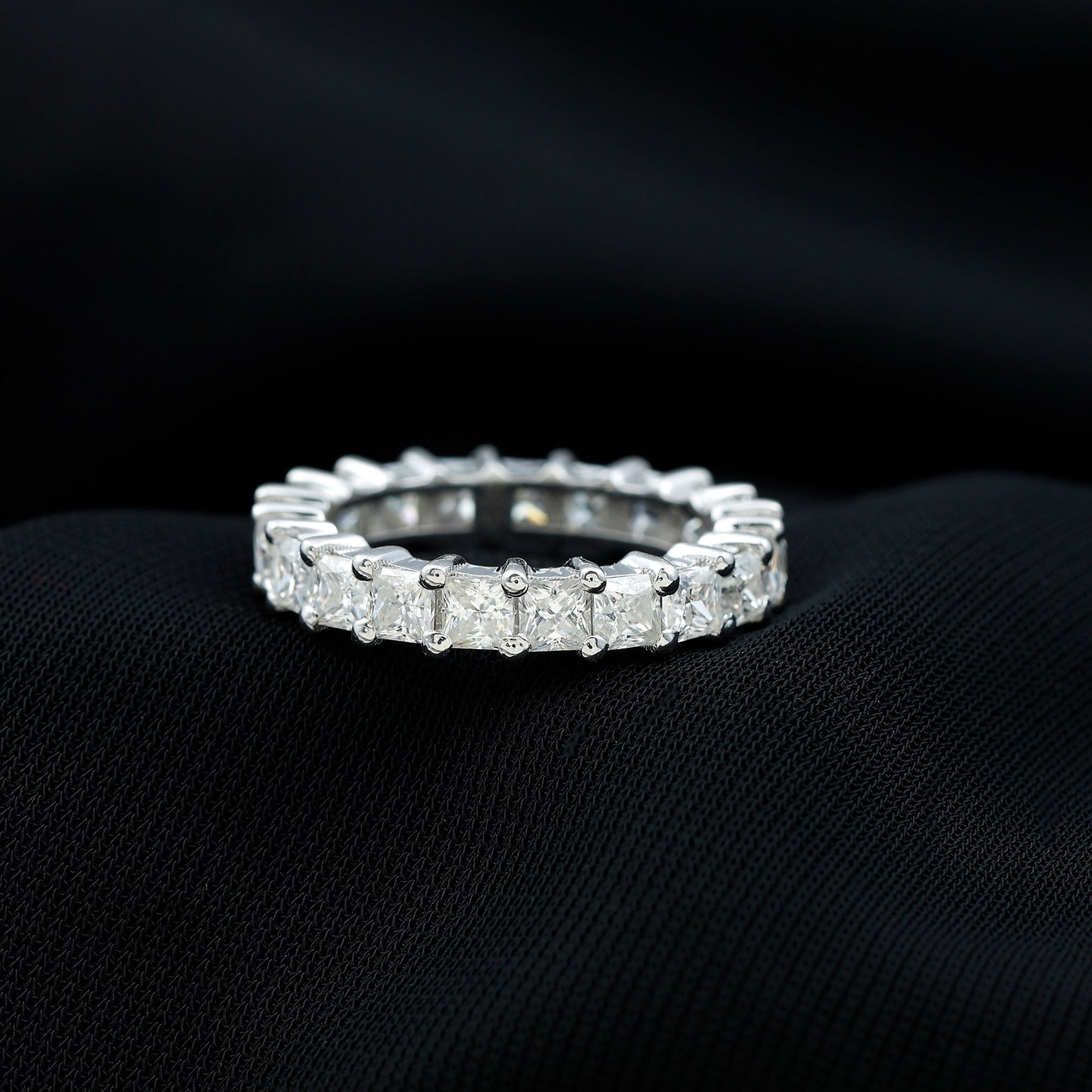 Princess Cut Moissanite Full Eternity Ring with Certificate