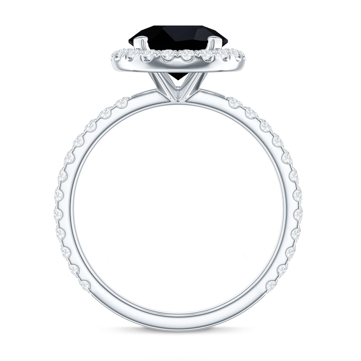 Certified 2 Carat Lab Grown Black and White Diamond Engagement Ring with Halo