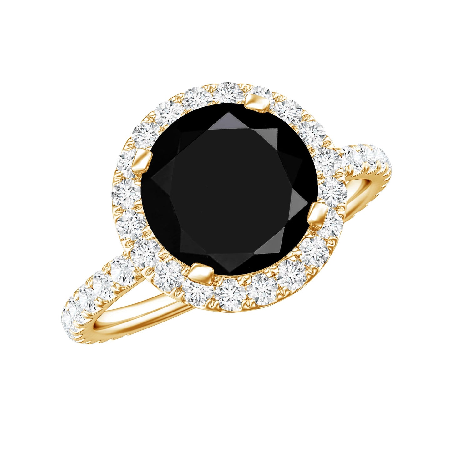Certified 2 Carat Lab Grown Black and White Diamond Engagement Ring with Halo