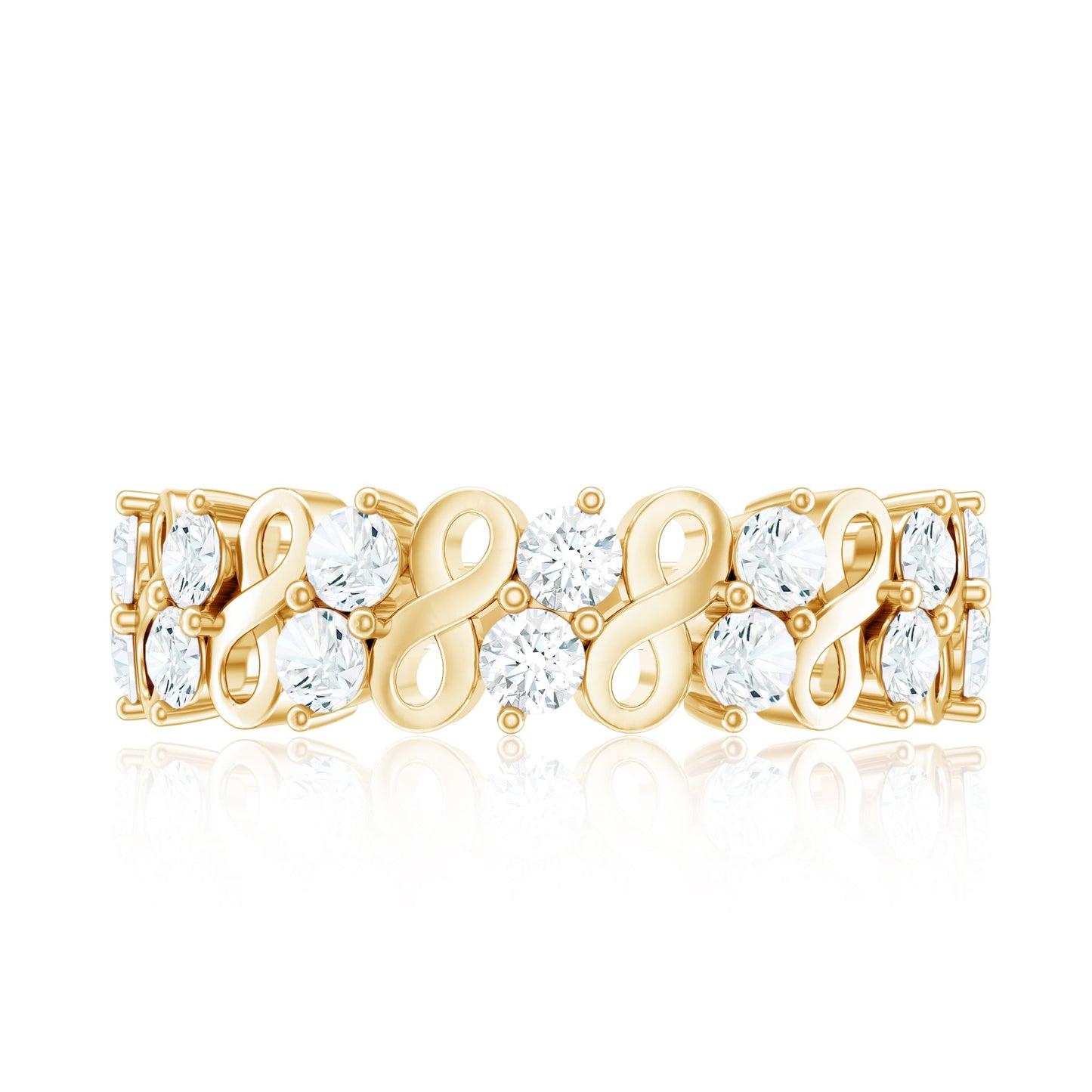 Round Moissanite Infinity Wedding Band for Women