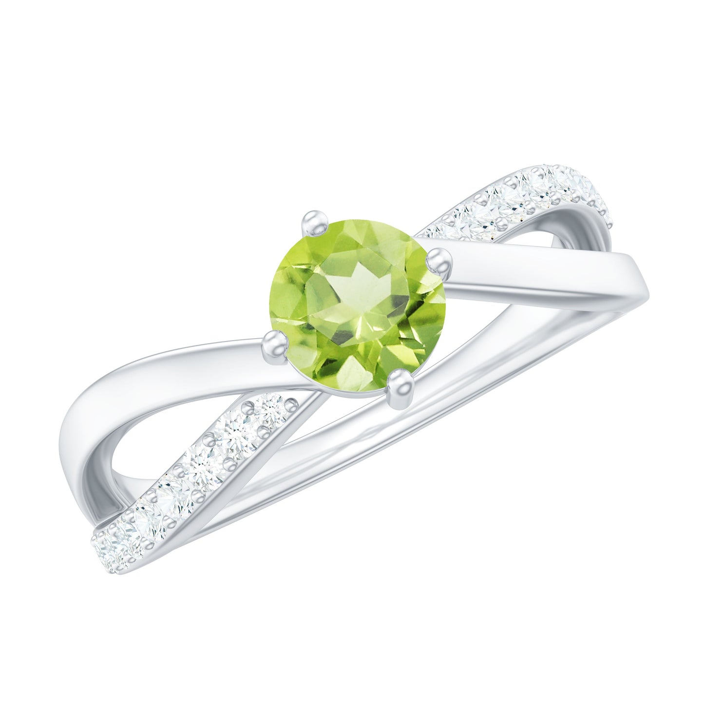 Natural 0.5 Carat Peridot Infinity Promise Ring with Diamond