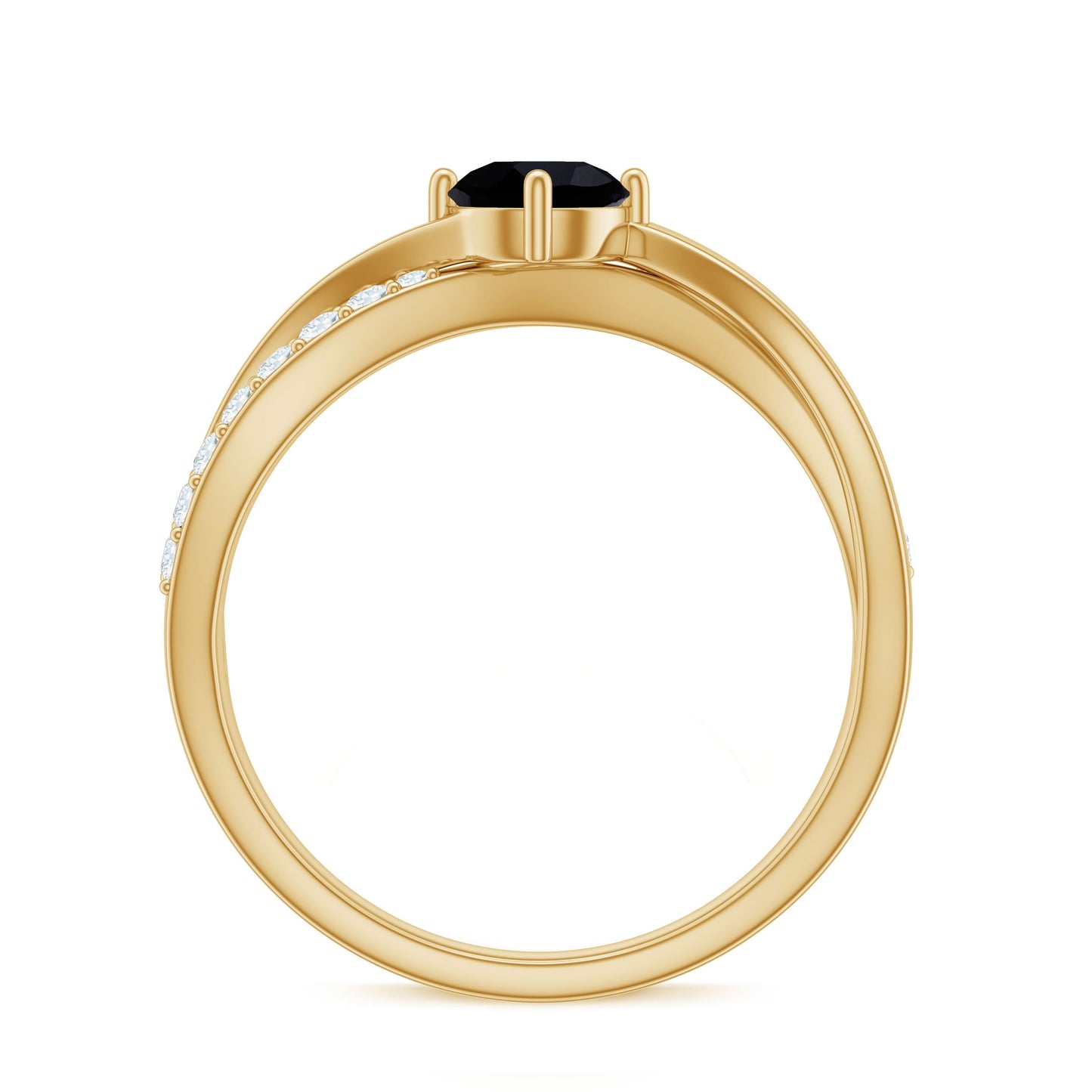 Certified Real Black Spinel Promise Ring with Diamond