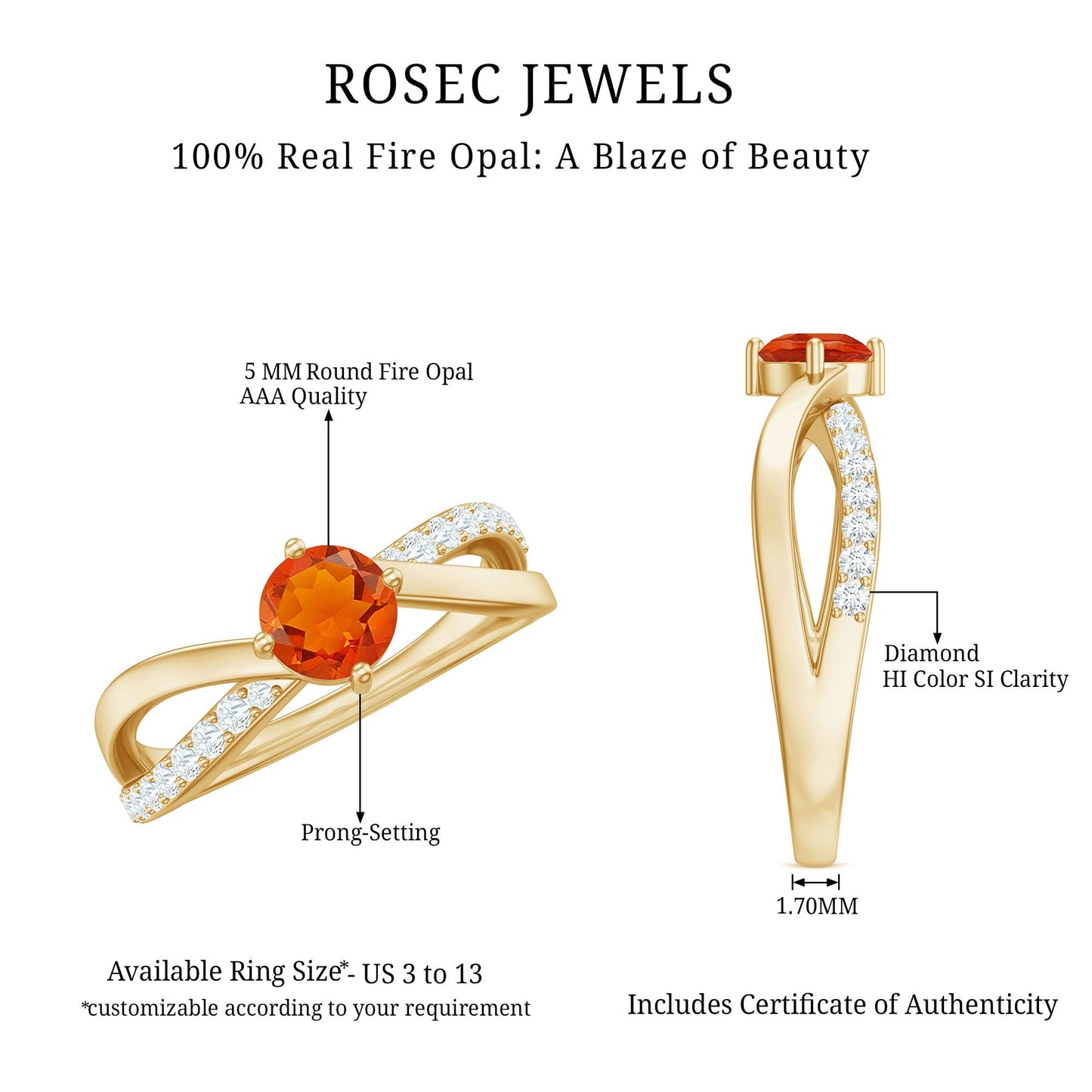 0.4 Carat Fire Opal and Diamond Infinity Engagement Ring