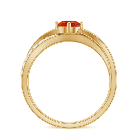 0.4 Carat Fire Opal and Diamond Infinity Engagement Ring