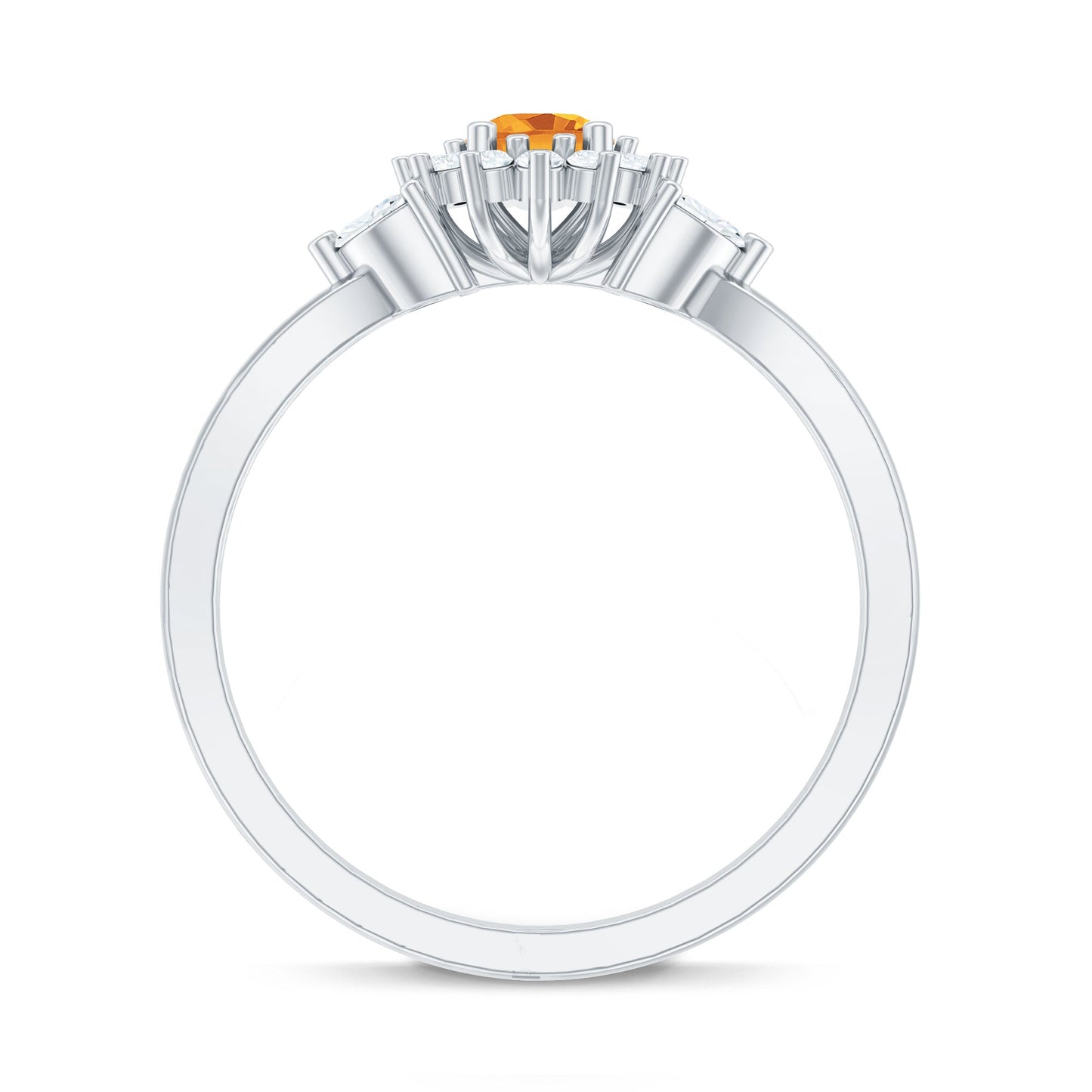 Nature Inspired Citrine Diamond Engagement Ring with Split Shank