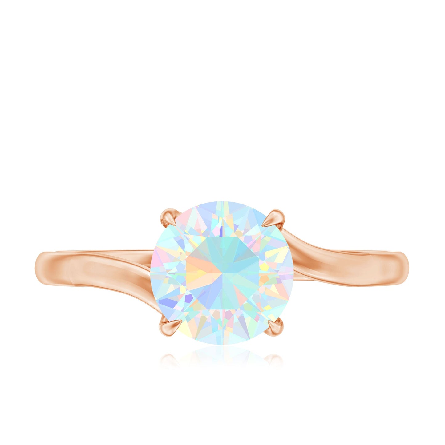 Certified Real Ethiopian Opal Solitaire Engagement Ring with Bypass Shank