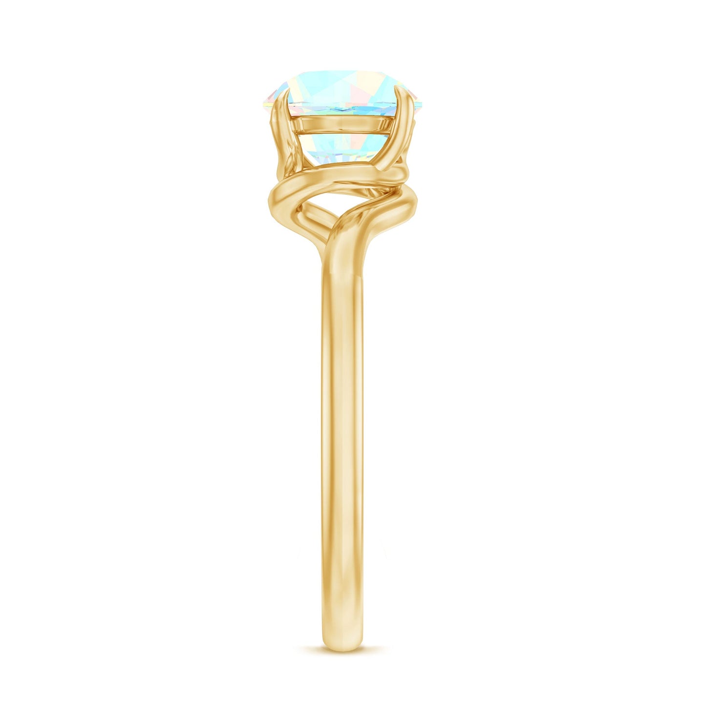 Certified Real Ethiopian Opal Solitaire Engagement Ring with Bypass Shank