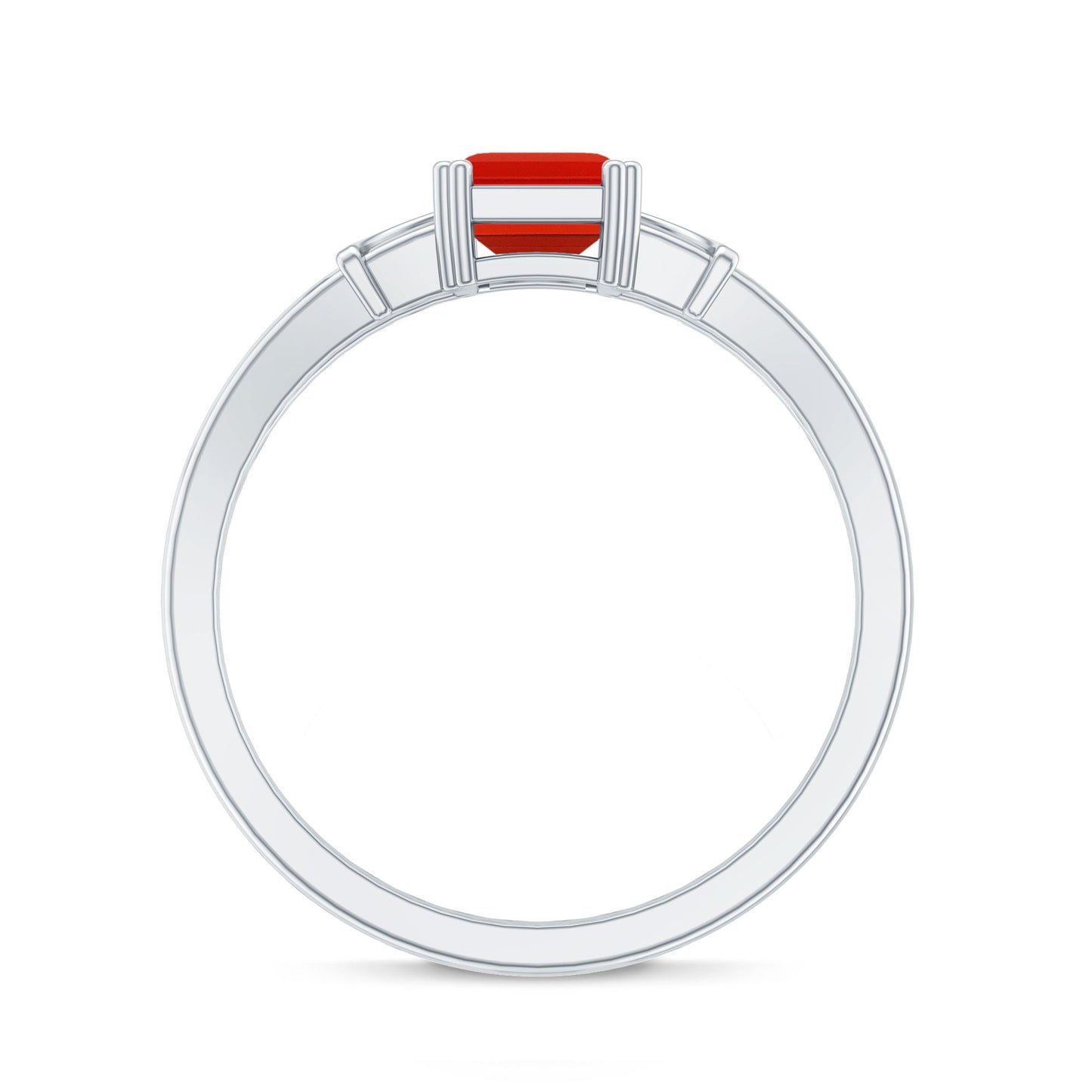 1 Carat Solitaire Emerald Cut Fire Opal Engagement Ring