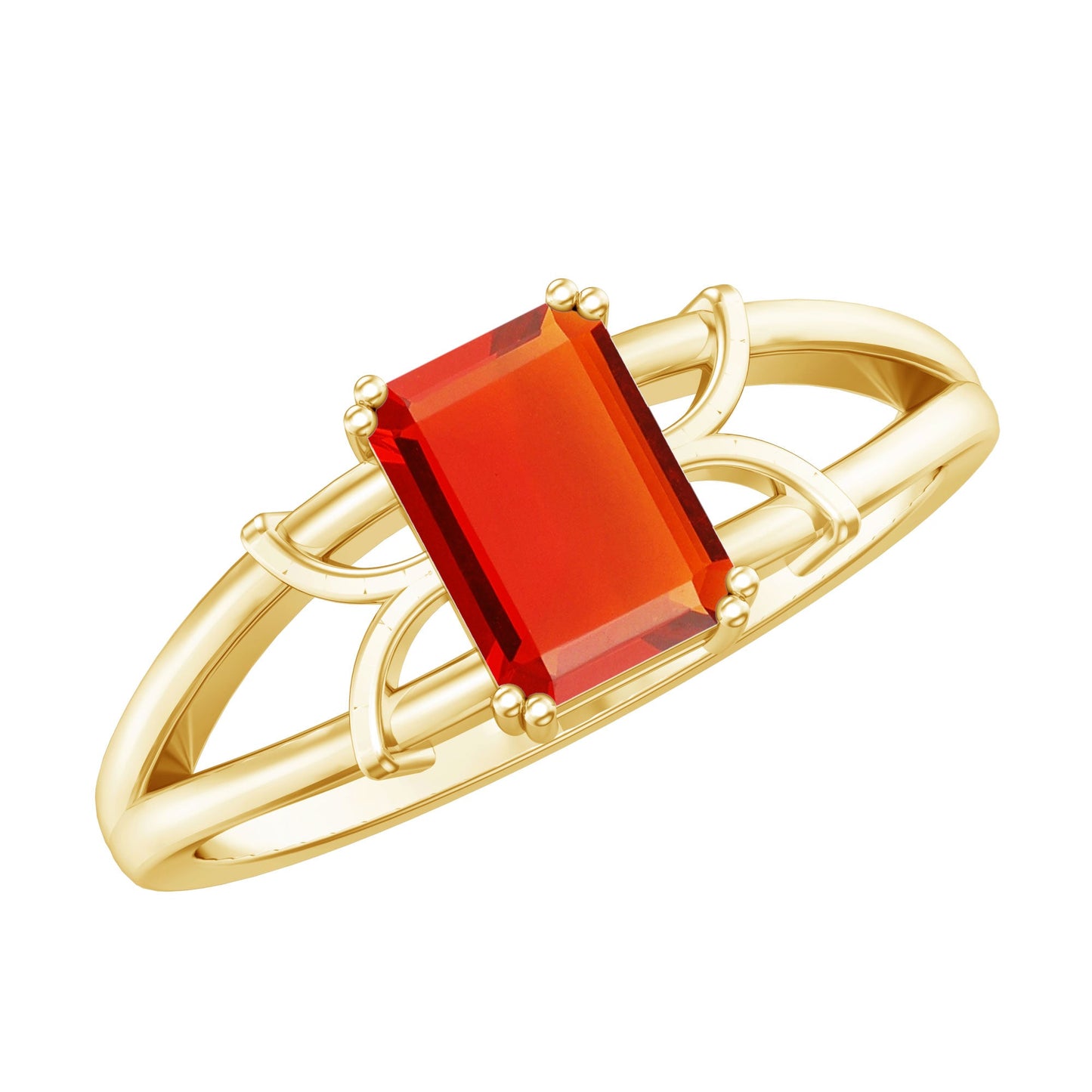 1 Carat Solitaire Emerald Cut Fire Opal Engagement Ring