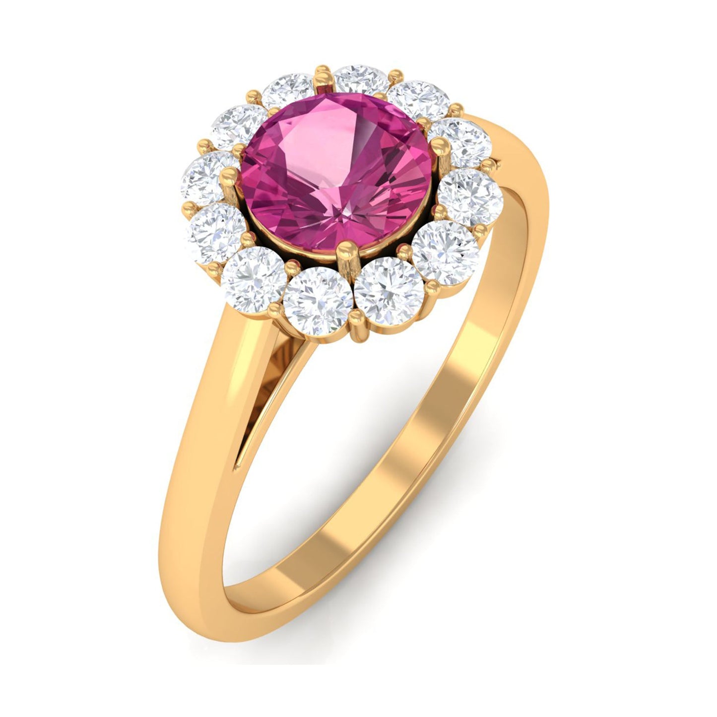 0.45 Carat Pink Tourmaline and Diamond Halo Engagement Ring