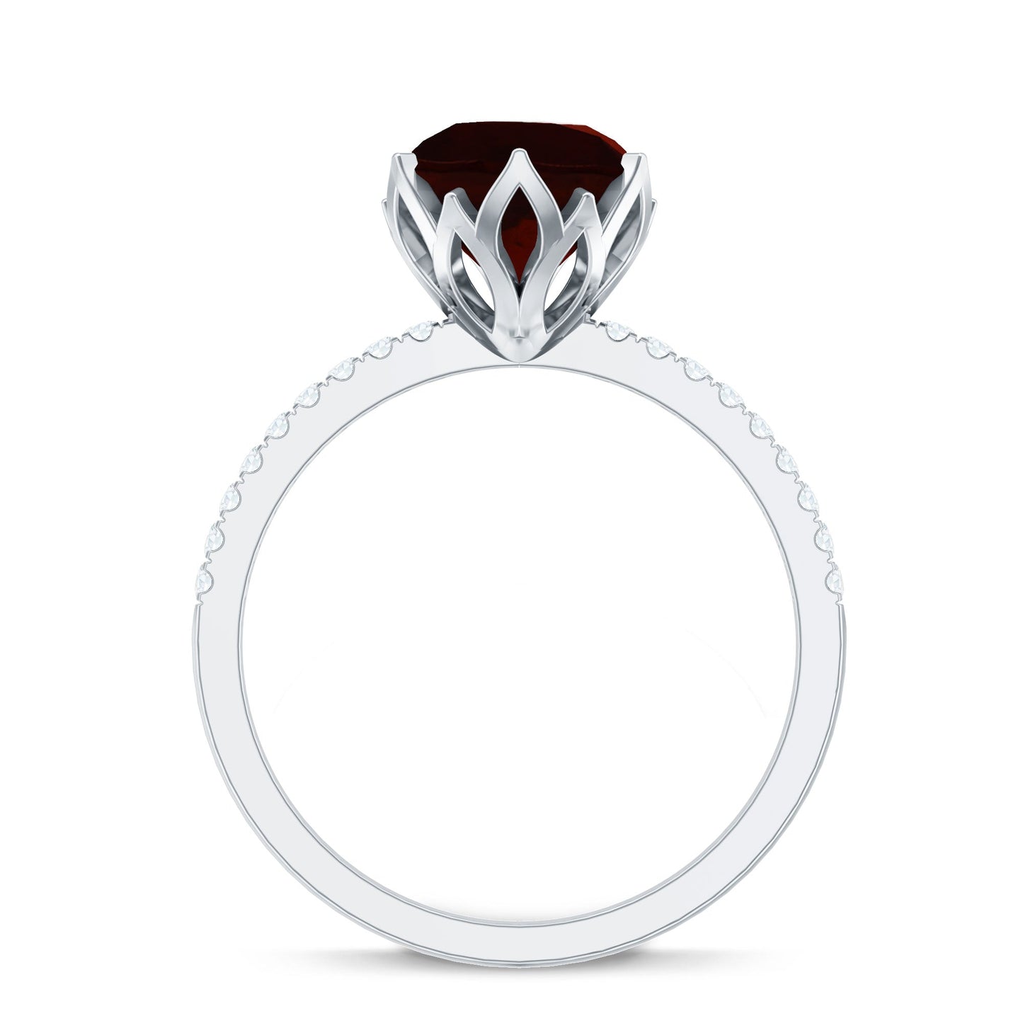 Natural 2.3 Carat Garnet Solitaire Engagement Ring with Diamond