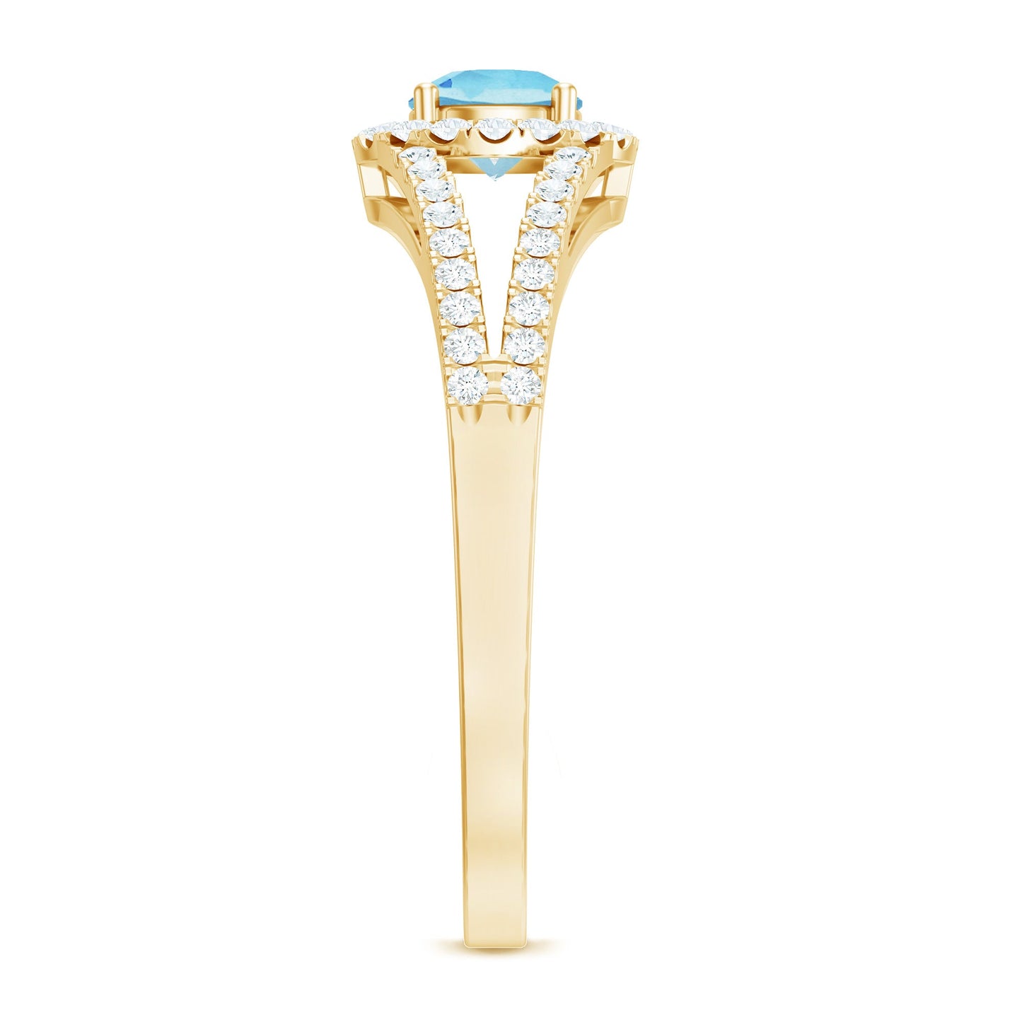 0.8 Carat Aquamarine and Diamond Split Shank Engagement Ring for Women