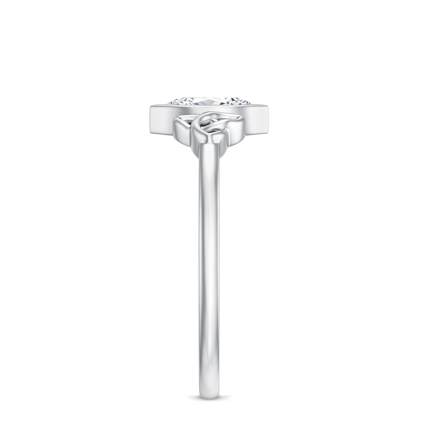 Marquise Cut Moissanite Solitaire Celtic Knot Ring in Bezel Setting