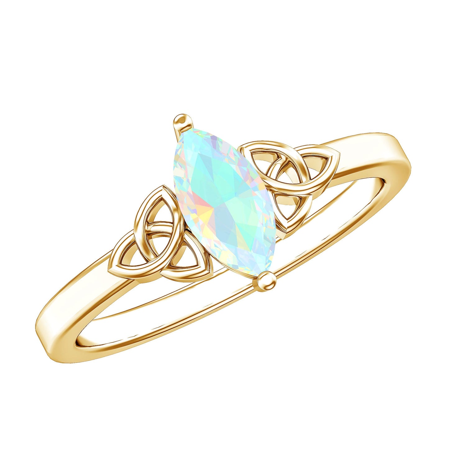 Natural Ethiopian Opal October Birthstone Ring with Celtic Knot