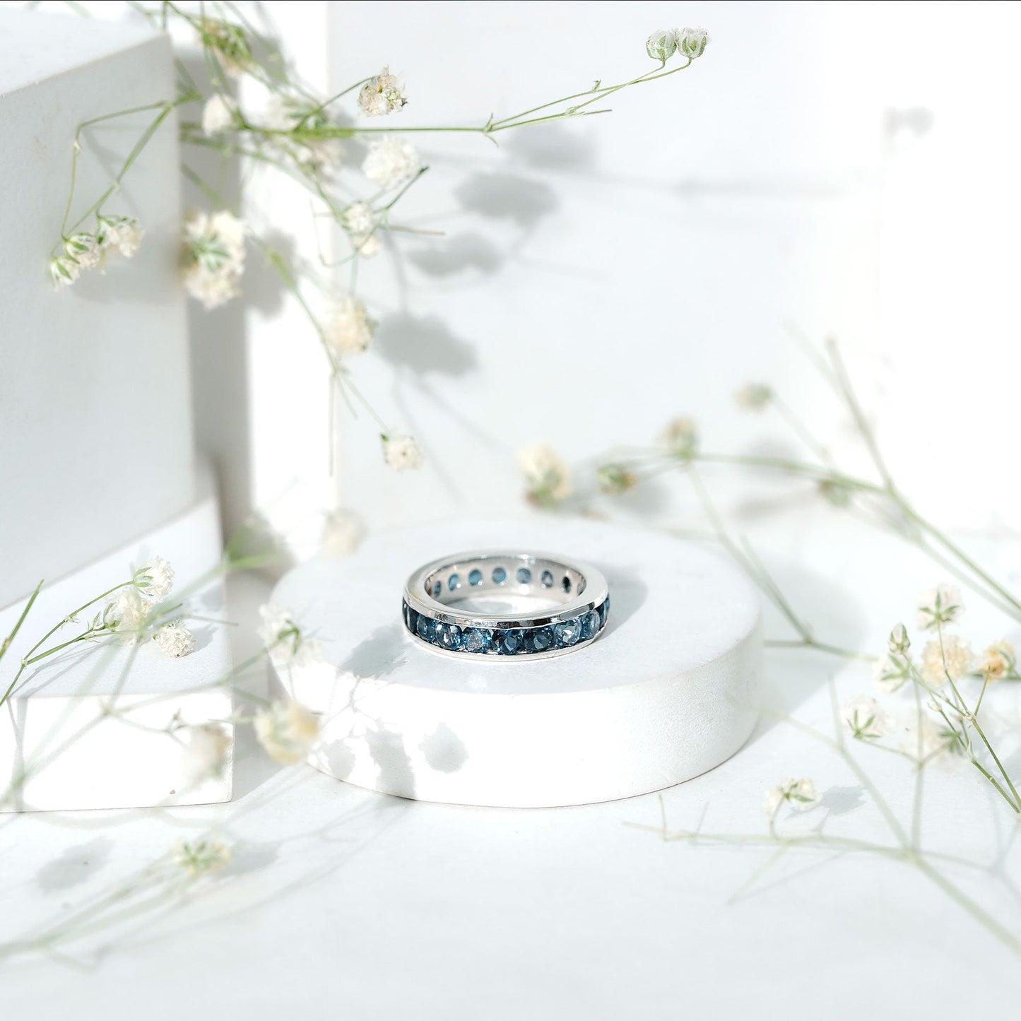 London Blue Topaz Full Eternity Ring in Channel Setting