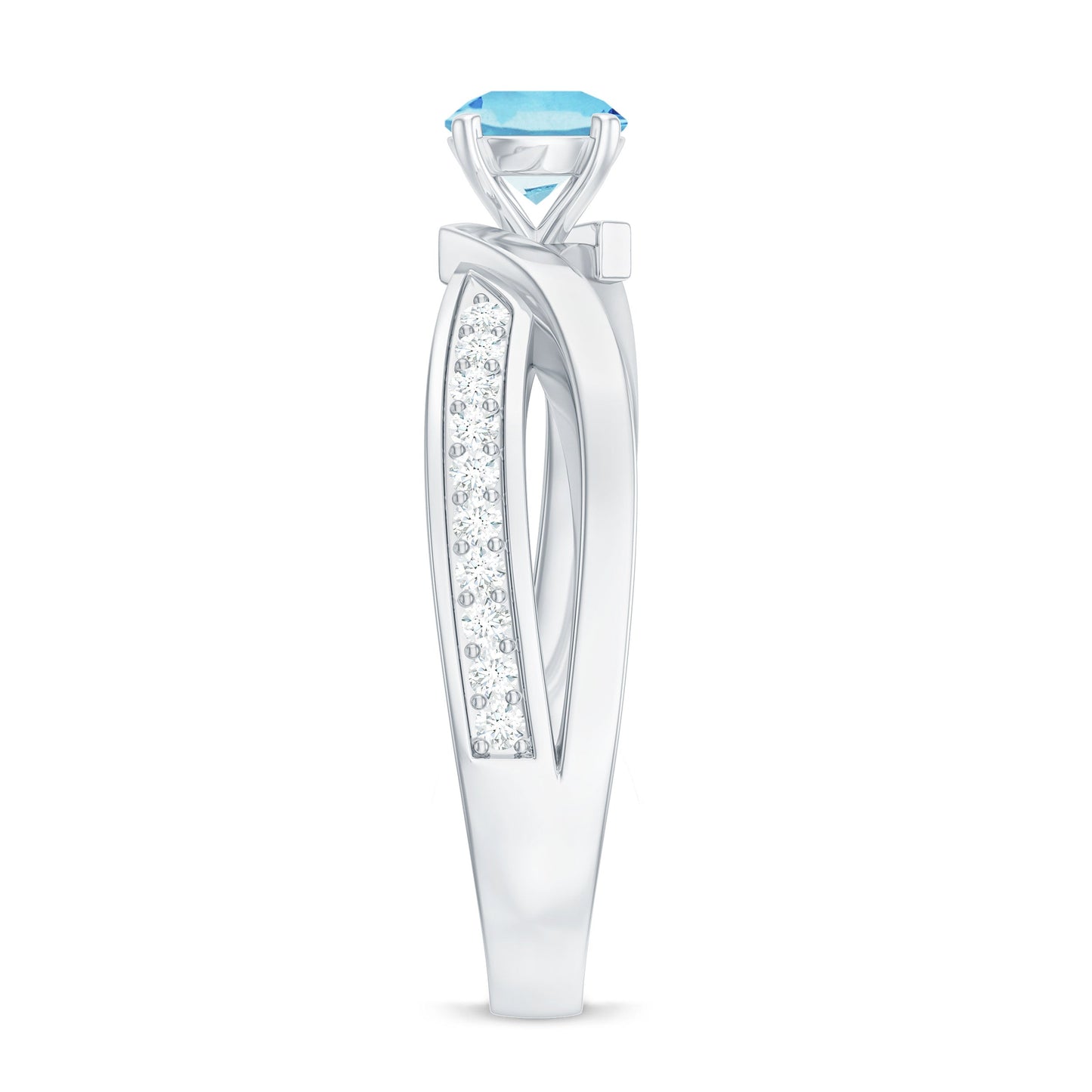 Natural 0.8 Carat Aquamarine and Diamond Infinity Engagement Ring
