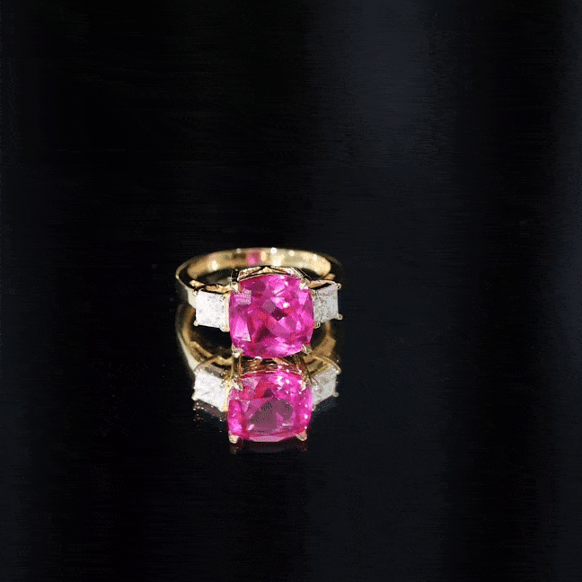 Lab Grown Pink Sapphire Past Present Future Engagement Ring
